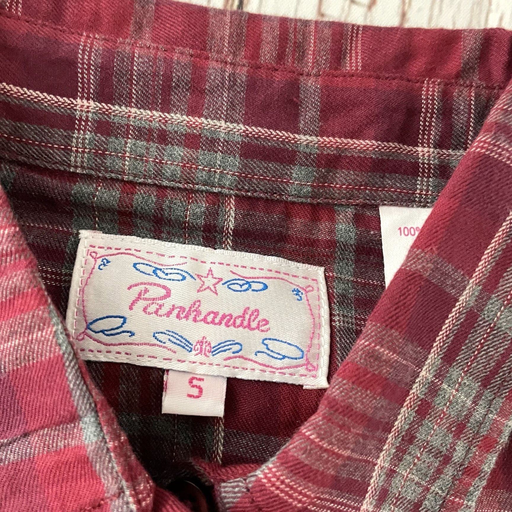 Vintage Panhandle Button-Up Shirt Long Sleeve Plaid Embroidered Maroon Red Womens S XS? Size S / US 4 / IT 40 - 4 Thumbnail