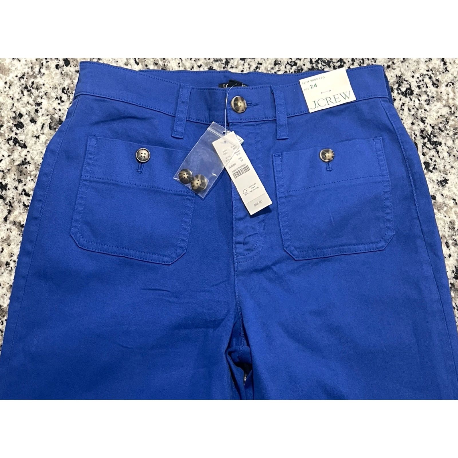 J.Crew VINTAGE J.Crew Women's Pants Slim Wide Leg Cropped Size 24 Blue Cotton Spandex Pockets Bohemian Hippie Preppy Size 42" / US 20 - 5 Thumbnail