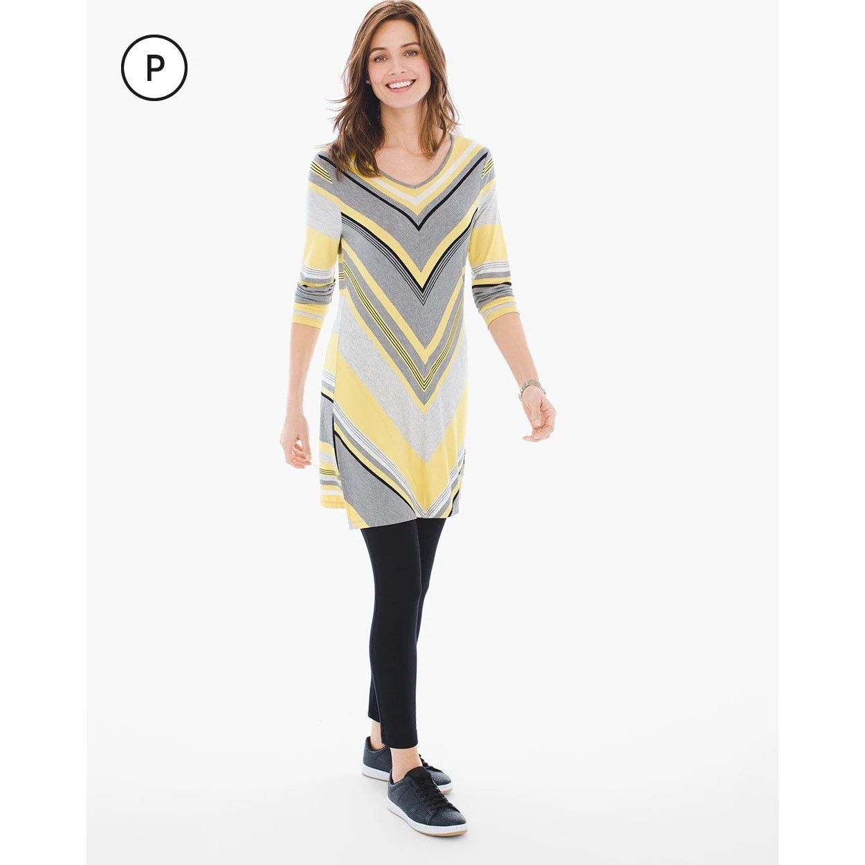 Chicos Chico’s Zenergy Yellow & Gray Striped Tunic Top Size 1 New Size M / US 6-8 / IT 42-44 - 7 Thumbnail