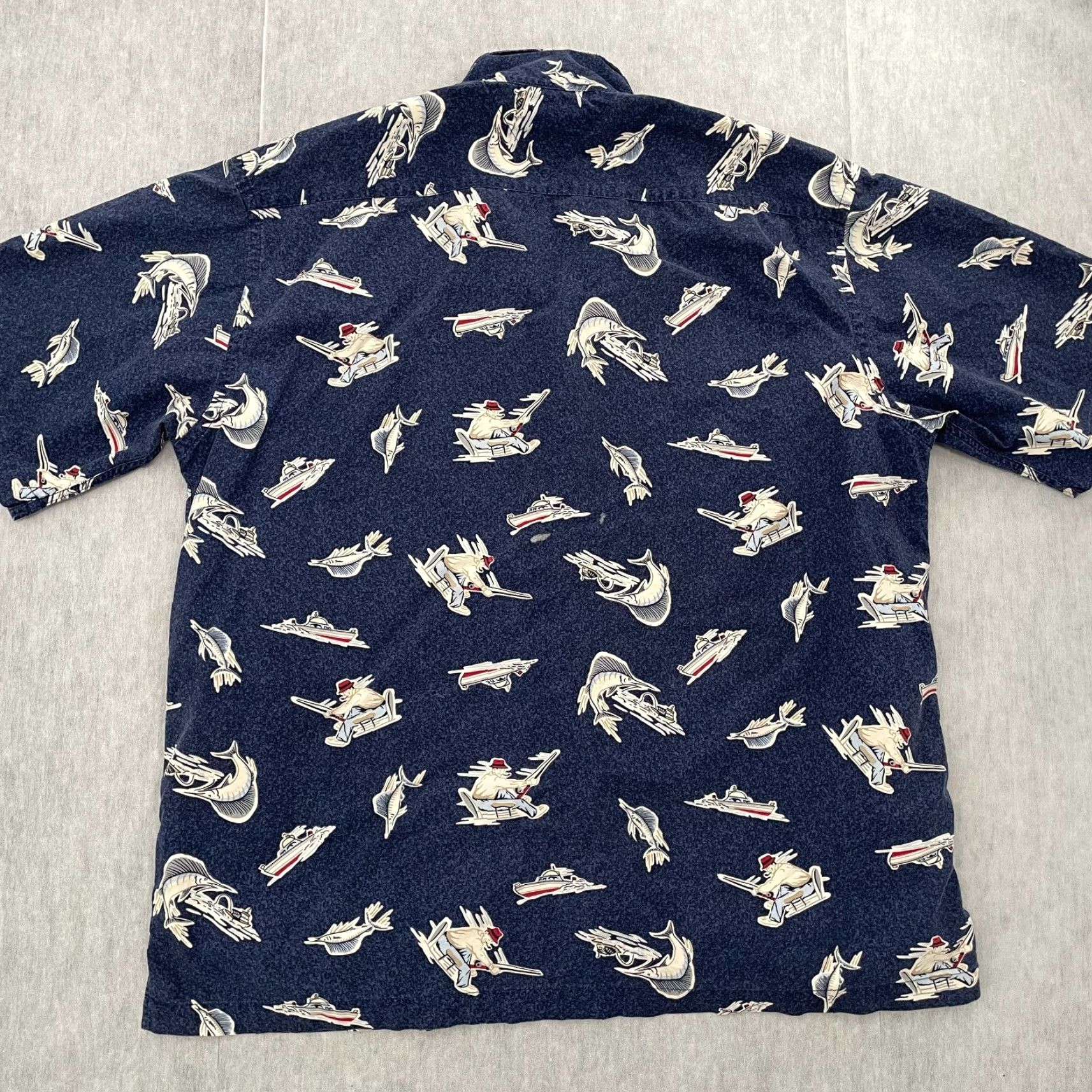 Tommy Hilfiger VINTAGE Tommy Hilfiger Shirt Adult Large Blue Fish Marlin Nautical 90s Mens L Size US L / EU 52-54 / 3 - 2 Thumbnail
