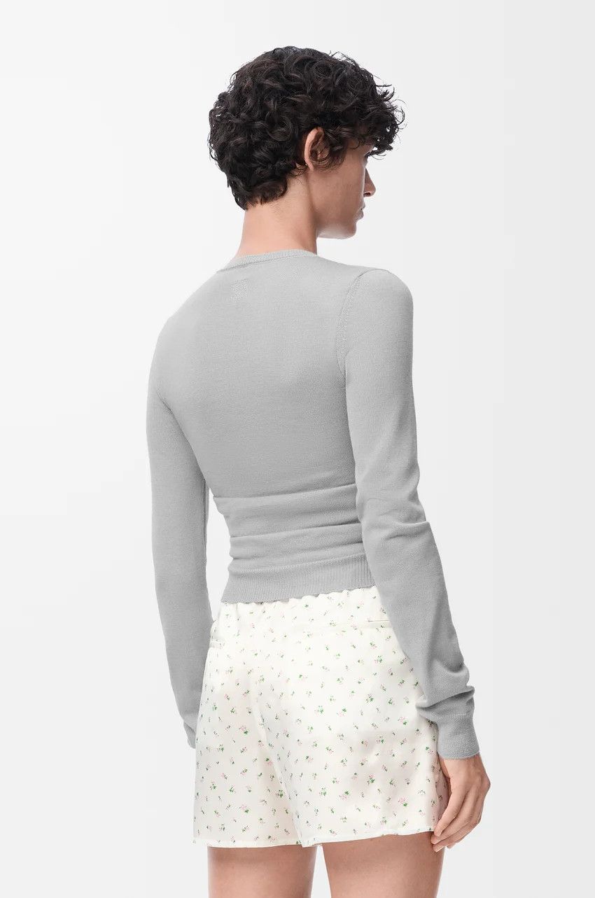 Loewe o1loc1c0525 Draped Cardigan in Light Grey Size S / US 4 / IT 40 - 4 Thumbnail