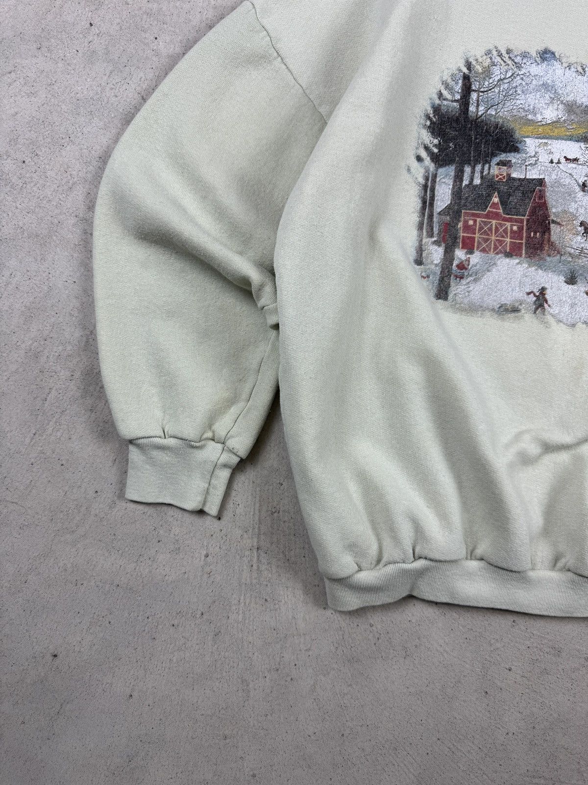 Vintage 1990s Light Green Snowy House Crewneck Size US S / EU 44-46 / 1 - 3 Thumbnail