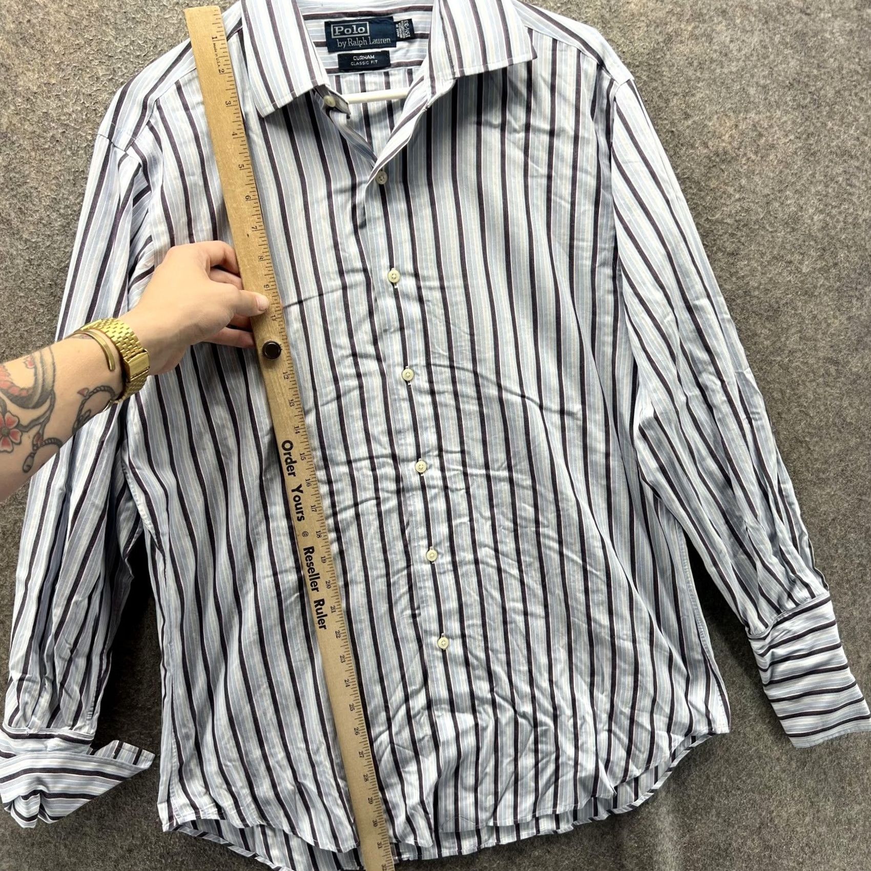 Polo Ralph Lauren VINTAGE Ralph Lauren Shirt Mens 15.5 33 Blue Purple Stripe Curham Classic Oxford Size US L / EU 52-54 / 3 - 5 Thumbnail