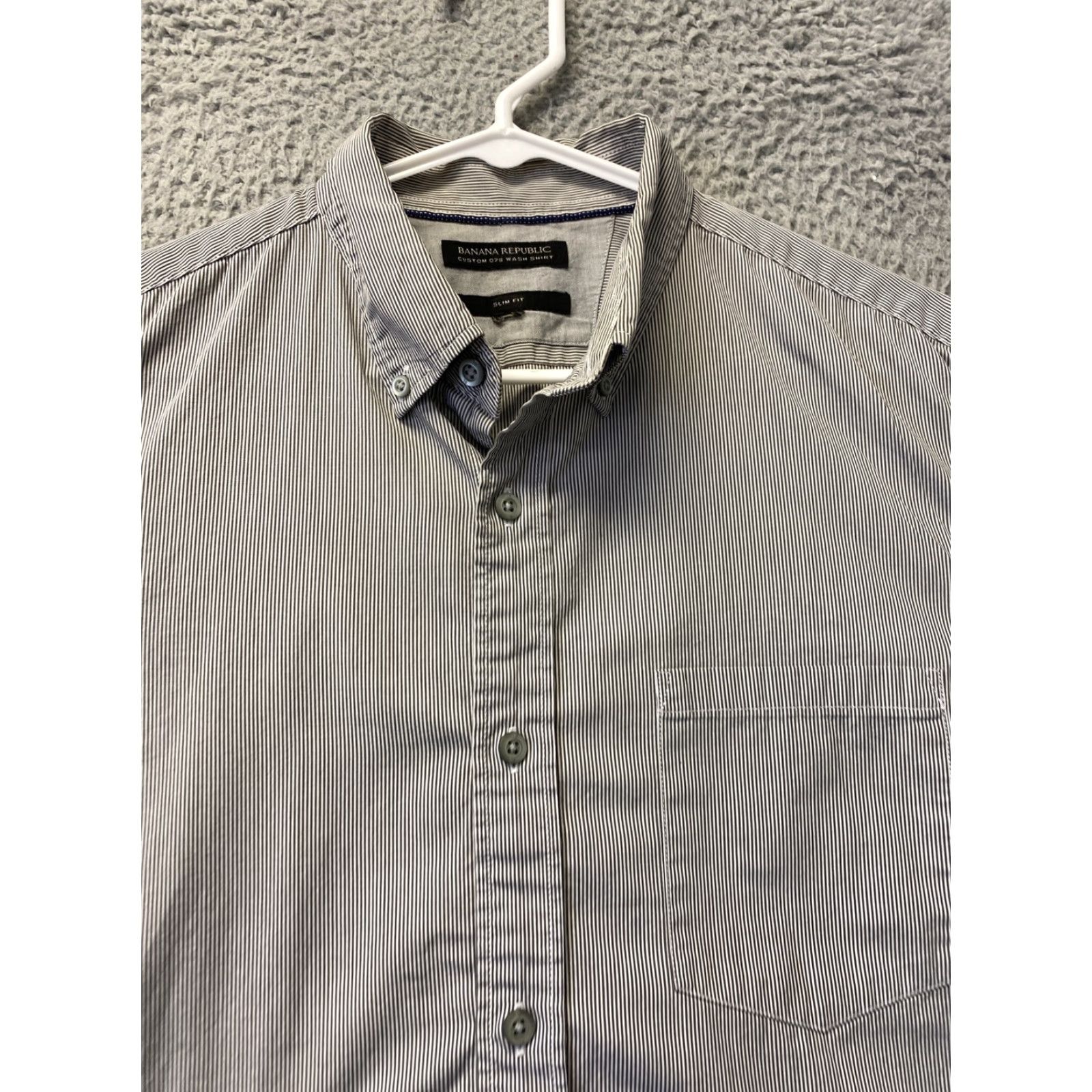 Banana Republic Banana Republic Shirt Men Slim Gray Button-Up Striped Cotton L Adult Mens Size US L / EU 52-54 / 3 - 3 Thumbnail