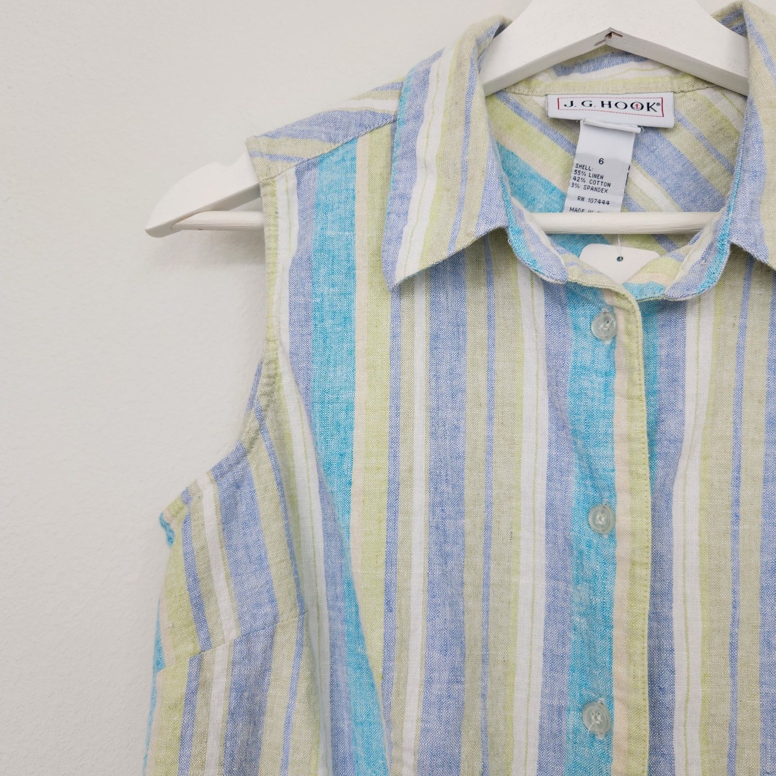 Vintage Vintage Pastel Purple Striped Linen Button Down Top S Size S / US 4 / IT 40 - 2 Thumbnail