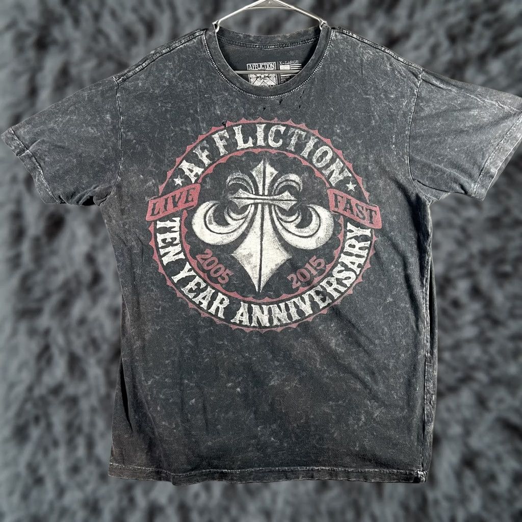 Affliction VINTAGE Affliction Shirt Mens XL Black Ten Year Anniversary Live Fast Tee 2015 Size US XL / EU 56 / 4 - 1 Thumbnail