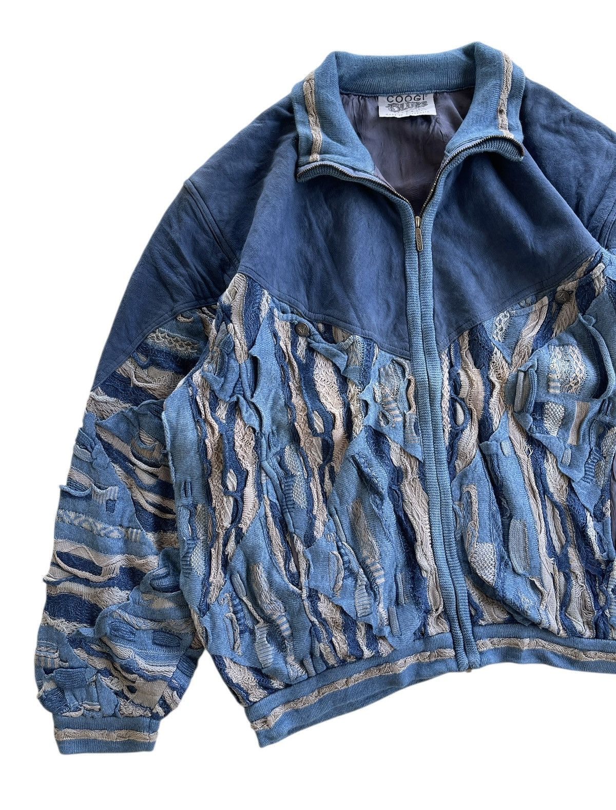 Coogi Vintage Coogi Suede Indigo Dyed Bomber Jacket Size US L / EU 52-54 / 3 - 4 Thumbnail