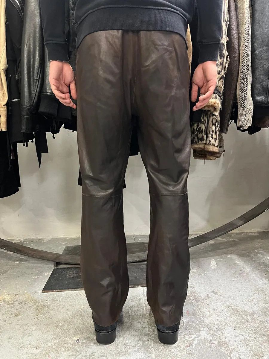 Jil Sander × Vintage Jil Sander Brown Dark Leather Eroded Pants Size US 30 / EU 46 - 3 Thumbnail