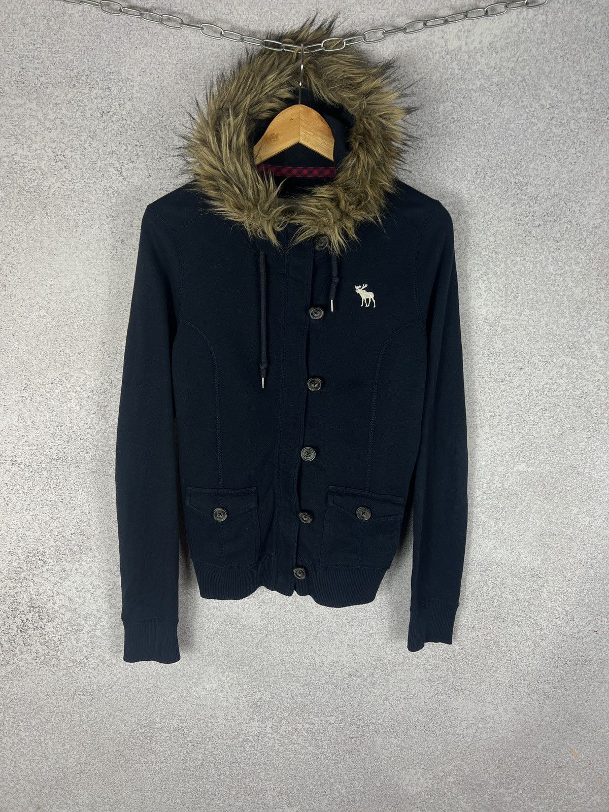 アバンクロンビーアンドフィッチ ファージャケット y2k Vintage Gray 90s Y2K Abercrombie & Fitch Faux Fur Hoodie