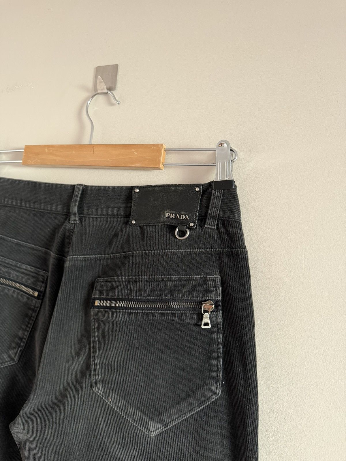 Prada Prada Black Corduroy Pants Zip Pocket Archive Size US 32 / EU 48 - 2 Thumbnail