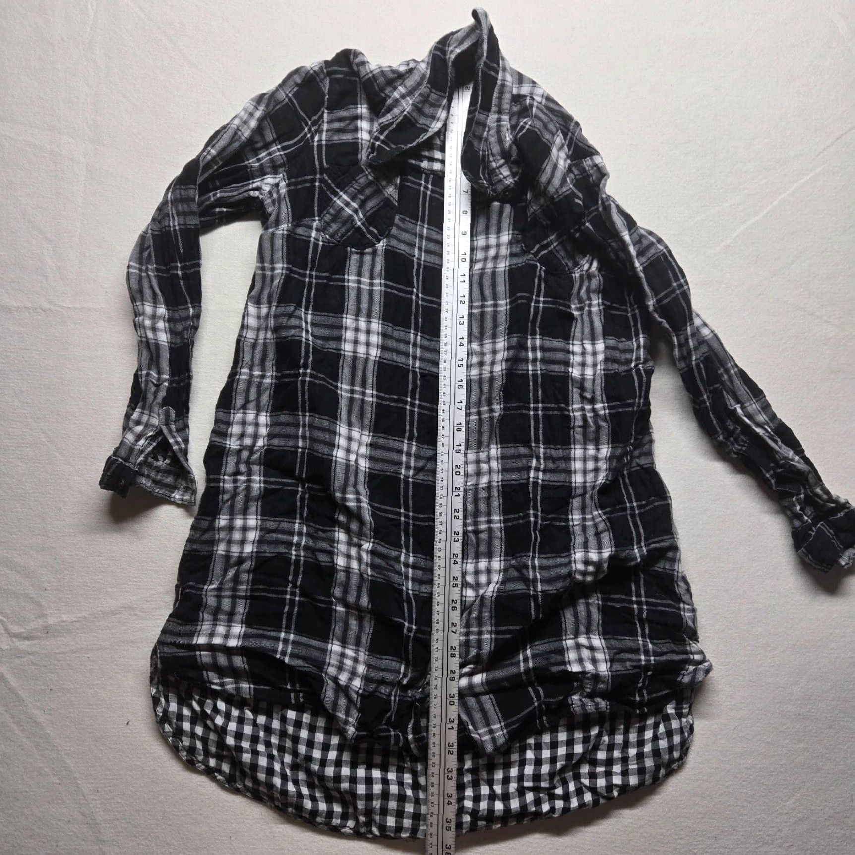 Merona Merona Black White Checkered Button Up Extra Long Adult Women's Size 2XL XXL Shirt Size XXL / US 16-18 / IT 52-54 - 7 Thumbnail