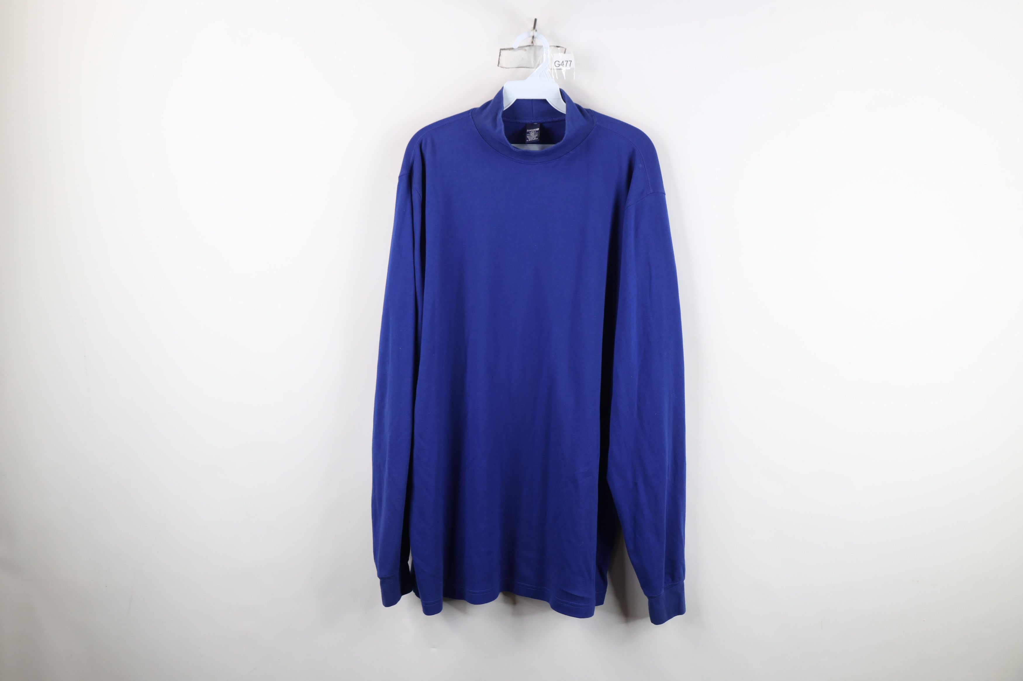 Lands' End Vintage 90s Lands End Mock Neck Long Sleeve T-Shirt Blue Size US XL / EU 56 / 4 - 1 Thumbnail