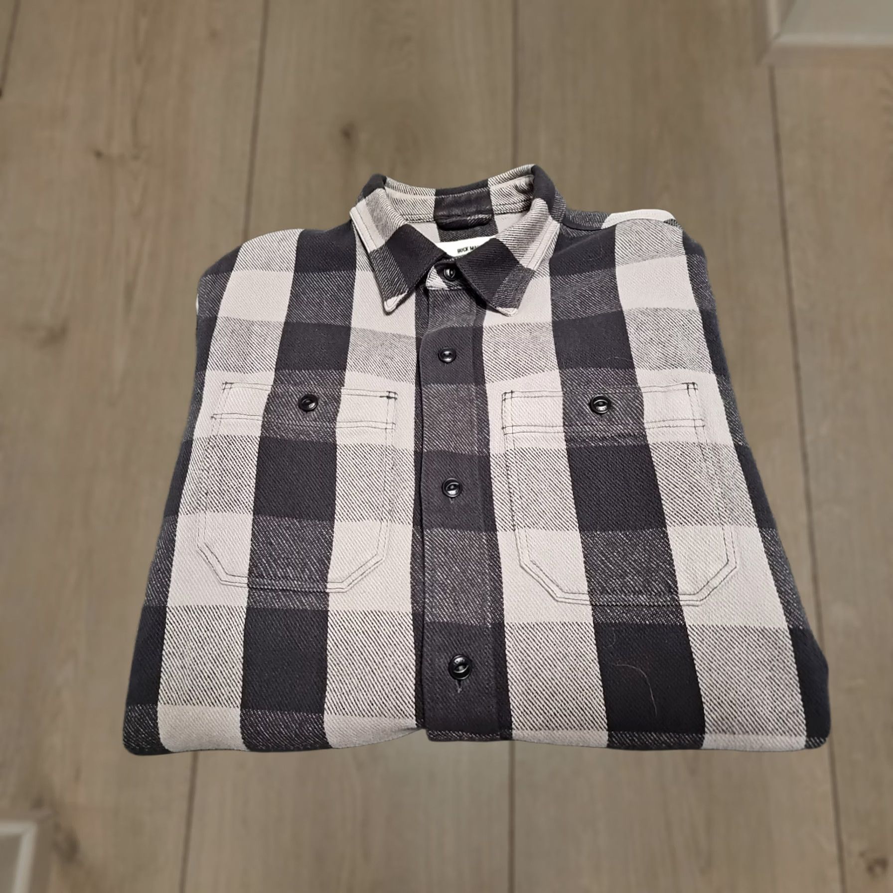 Vintage Buck Mason Gray's Blanket Flannel Long Sleeve Check Overshirt Sz Small, Men's