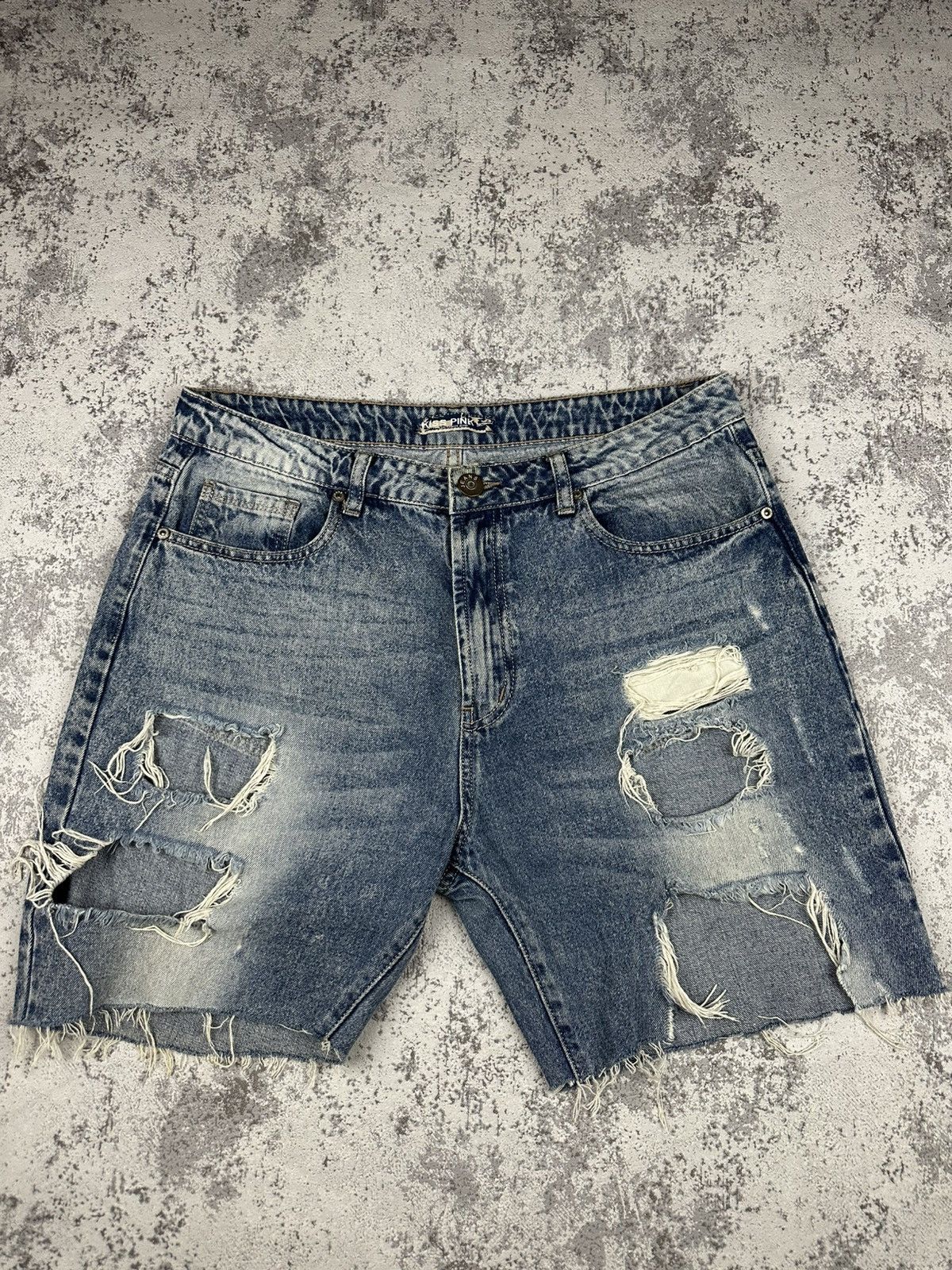 Japanese Brand Jeans Shorts Vintage Kiss Pink Ripped Size US 34 / EU 50 - 1 Thumbnail