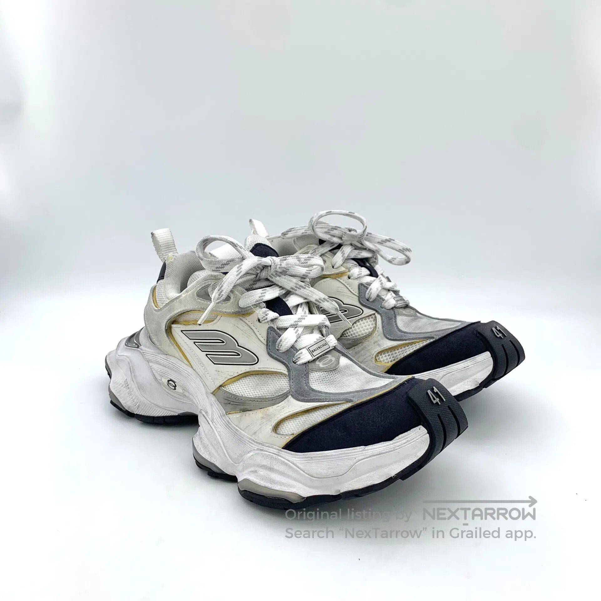 Balenciaga Balenciaga White net fabric lace-up casual flat dad shoes| Size US 8 / EU 41 - 2 Thumbnail