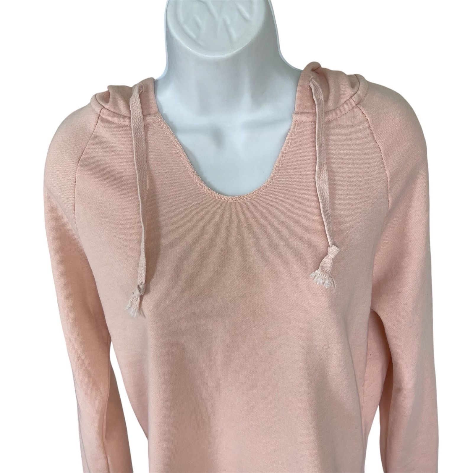 Other NWOT XS Light Pink Hooded V-Neck Pullover Sweatshirt Size XS / US 0-2 / IT 36-38 - 2 Thumbnail
