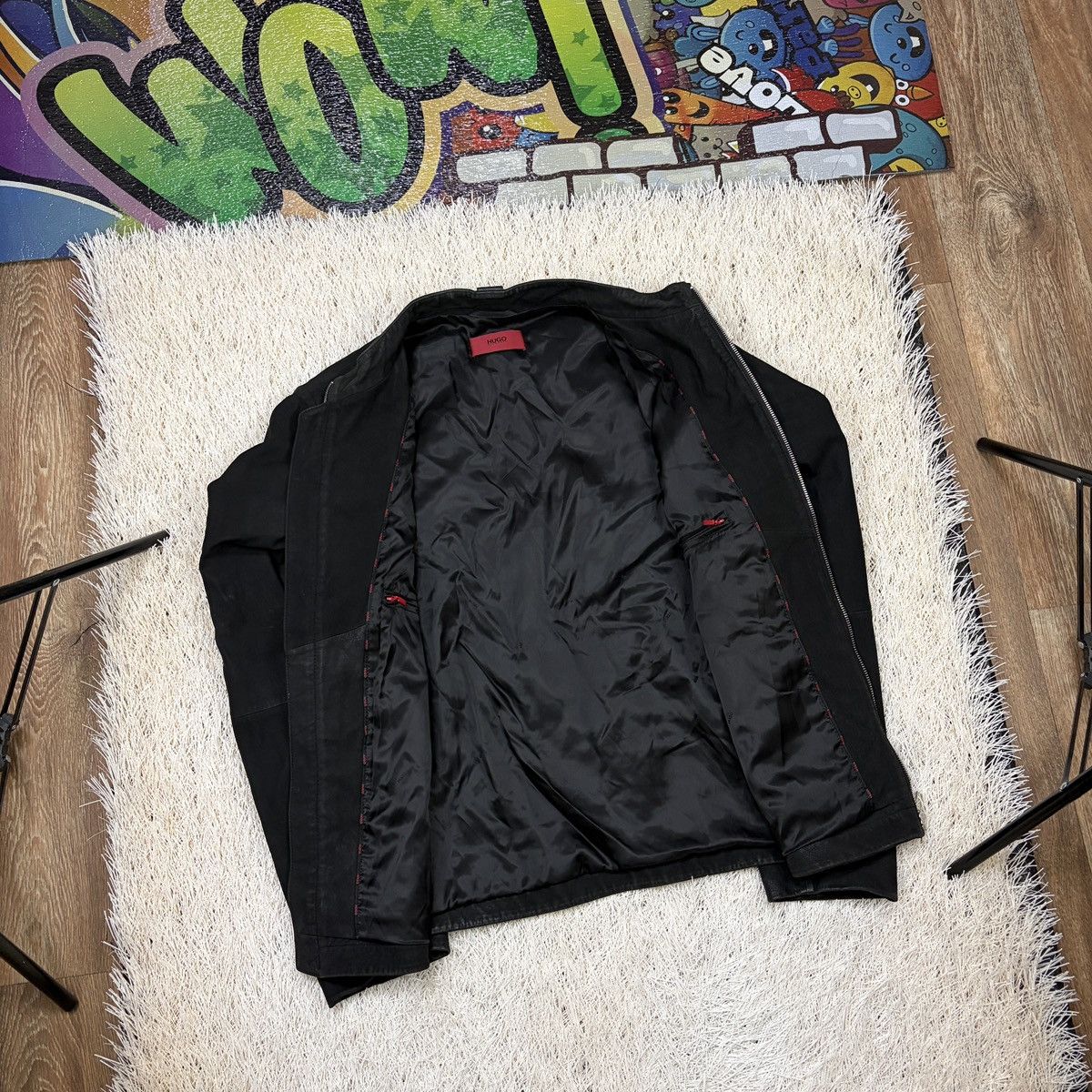 Hugo Boss HUGO BOSS Lordi Lamb Leather Jacket Men’s Black Biker Racer Size US XXL / EU 58 / 5 - 3 Thumbnail