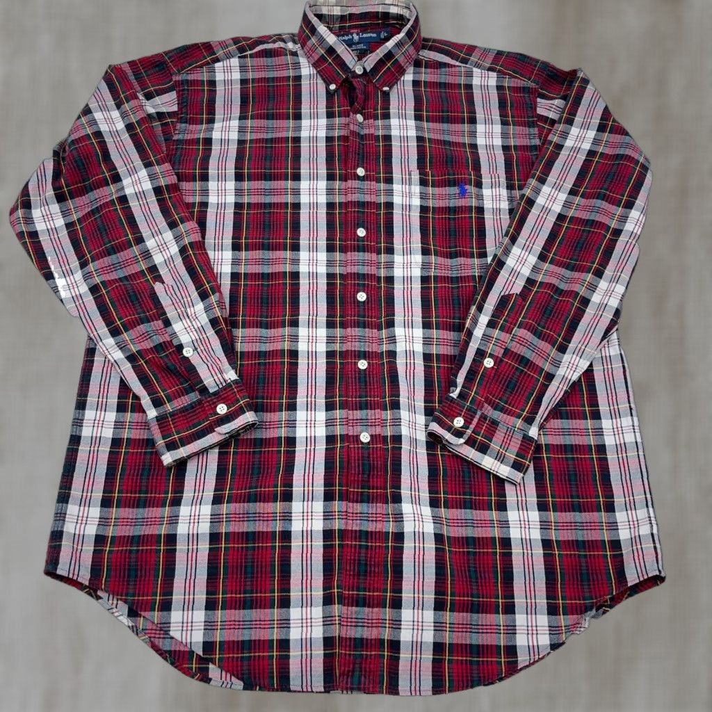 Ralph Lauren Ralph Lauren Shirt Men Large Red Plaid Oxford Cloth Button Up Blaire Pocket P7* Size US XL / EU 56 / 4 - 1 Thumbnail