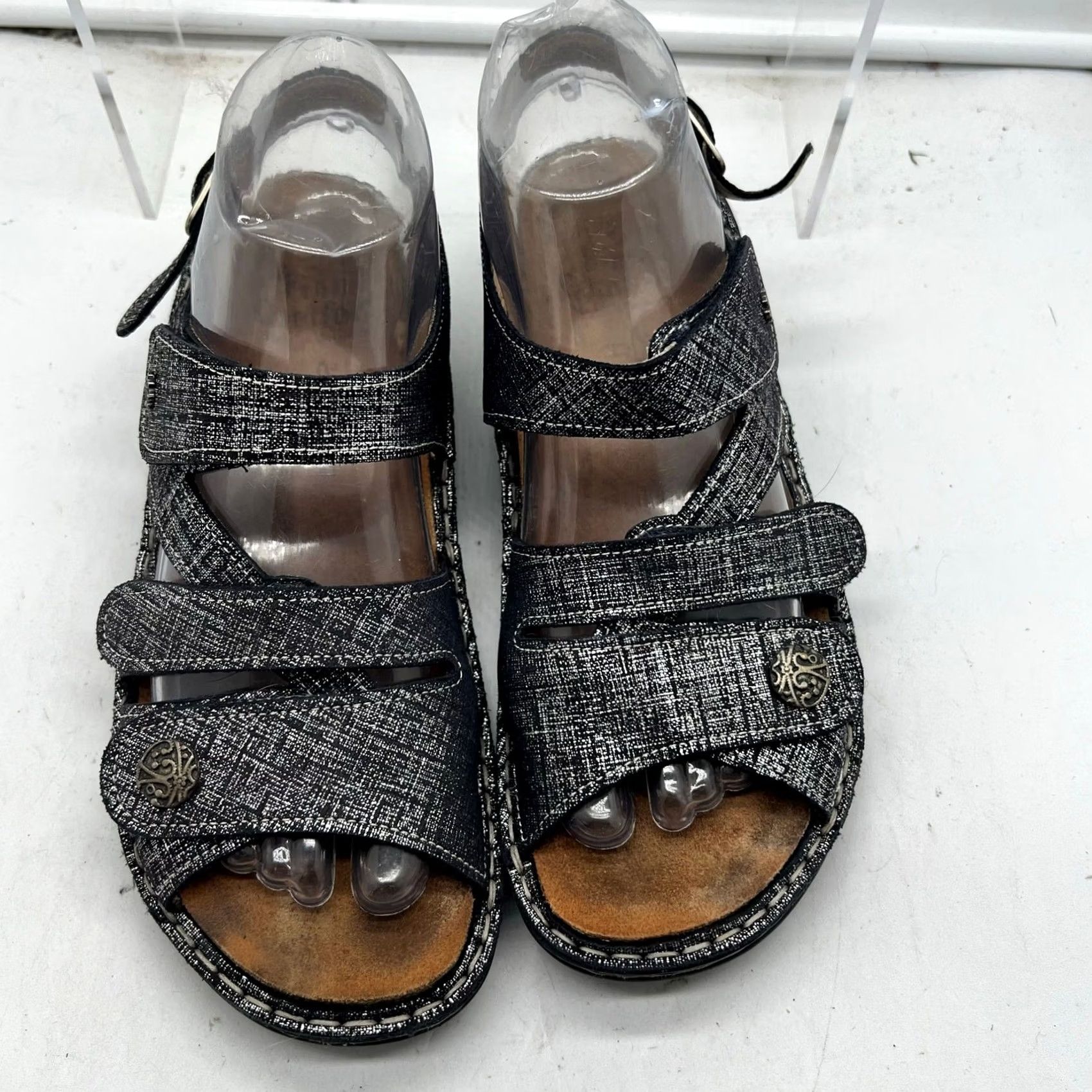 Vintage Finn Comfort Gomera Sandals Women 38 US 7-7.5 Metallic Silver Leather Slingback Size US 7 / IT 37 - 3 Thumbnail
