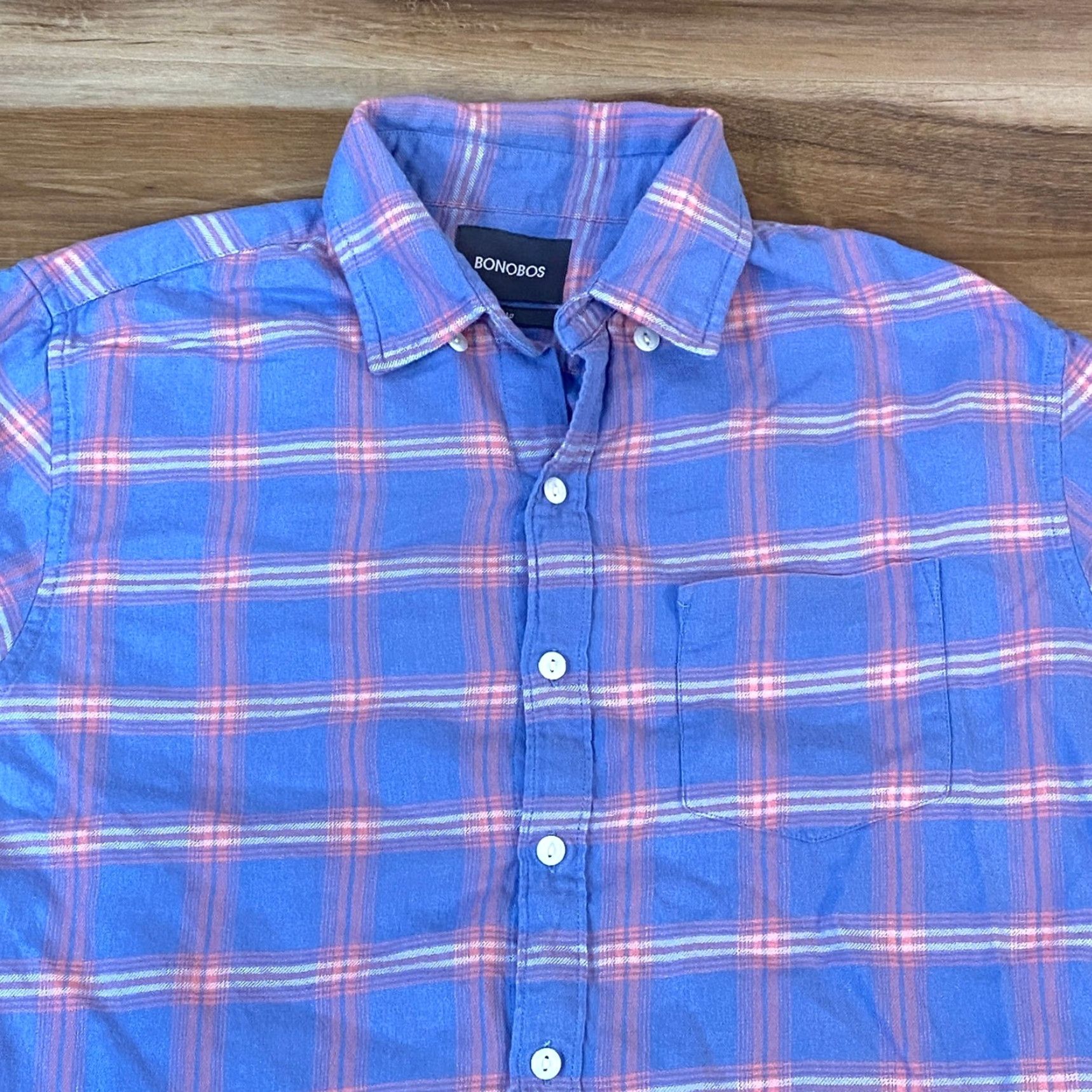 Bonobos Bonobos Shirt Mens Medium Slim Flannel Cotton Plaid Button-Down 40 in Chest Purple Pink Casual Business Travel Mens Size US M / EU 48-50 / 2 - 2 Thumbnail