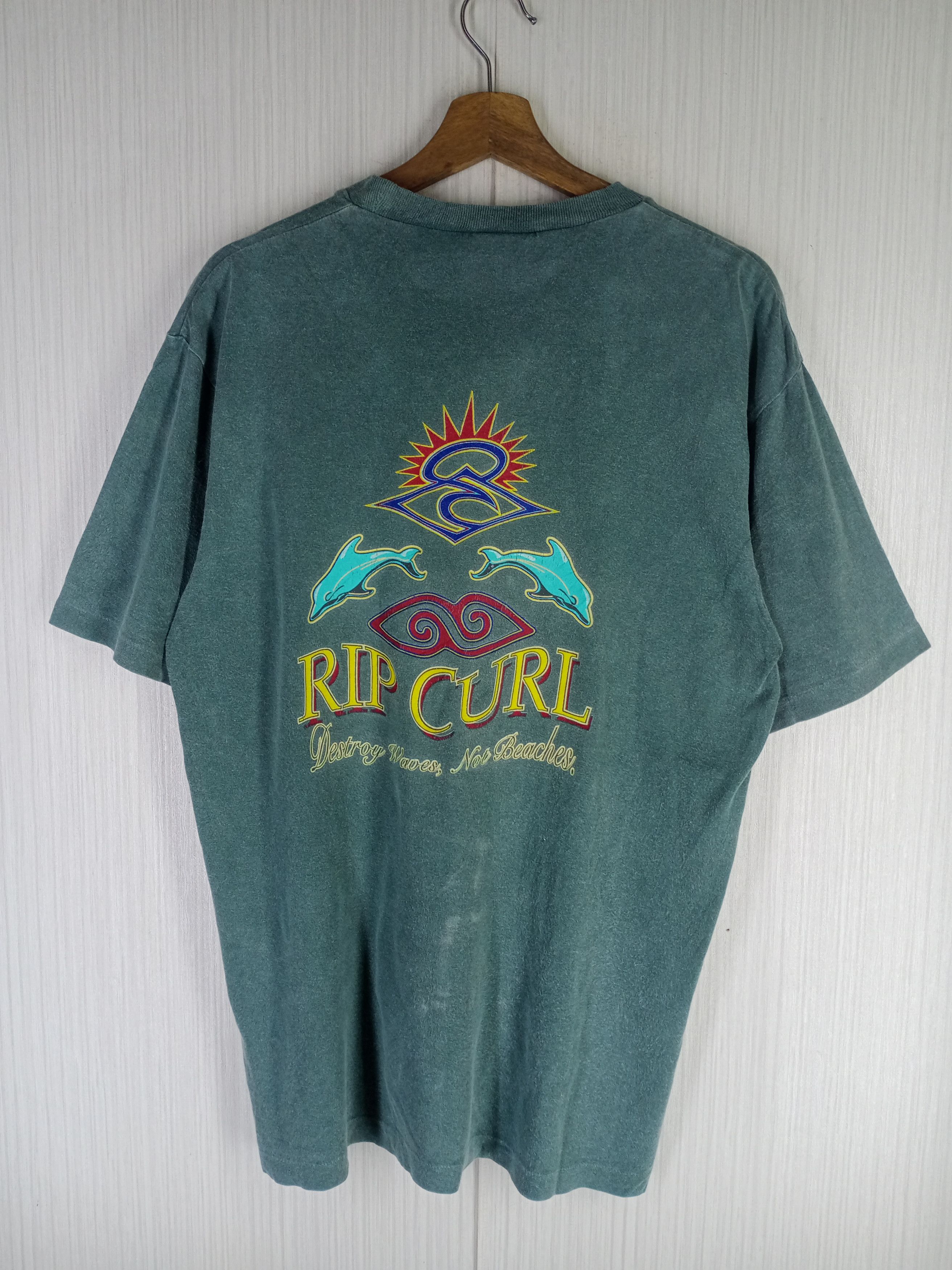 Rip Curl Vintage 90s Ripcurl Destroy Waves Not Beaches Tee Size US L / EU 52-54 / 3 - 2 Thumbnail