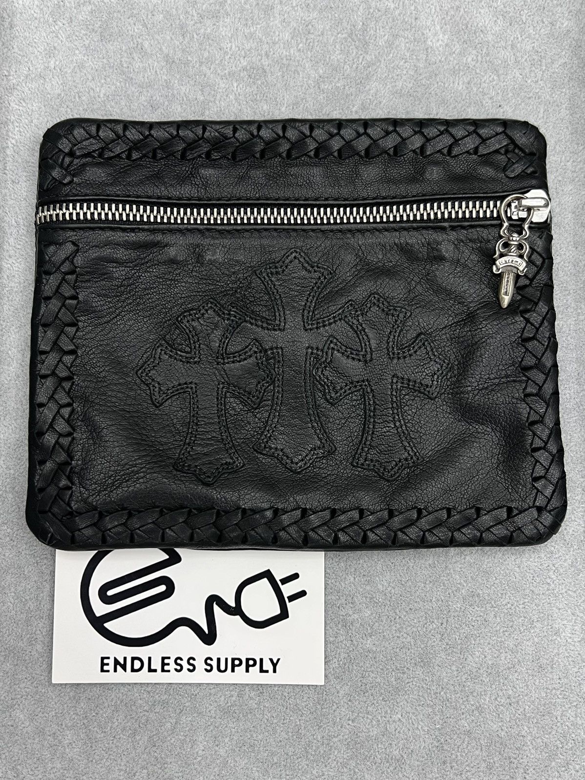 Chrome Hearts CHROME HEARTS LAMBSKIN CEMETERY CROSS PATCH ZIP MINI POUCH Size ONE SIZE - 1 Thumbnail