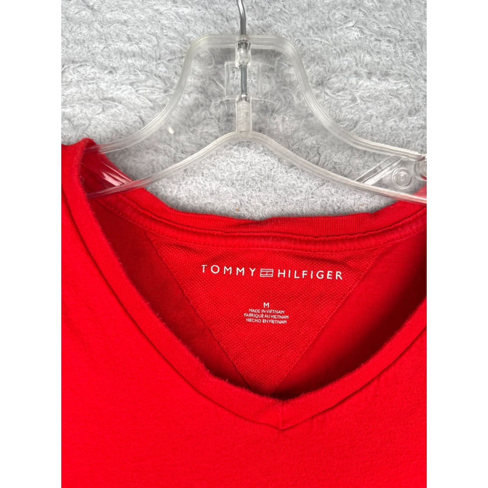 Tommy Hilfiger Tommy Hilfiger Shirt Adult Medium Red V-Neck 100% Cotton Short Sleeve Logo Size M / US 6-8 / IT 42-44 - 7 Thumbnail