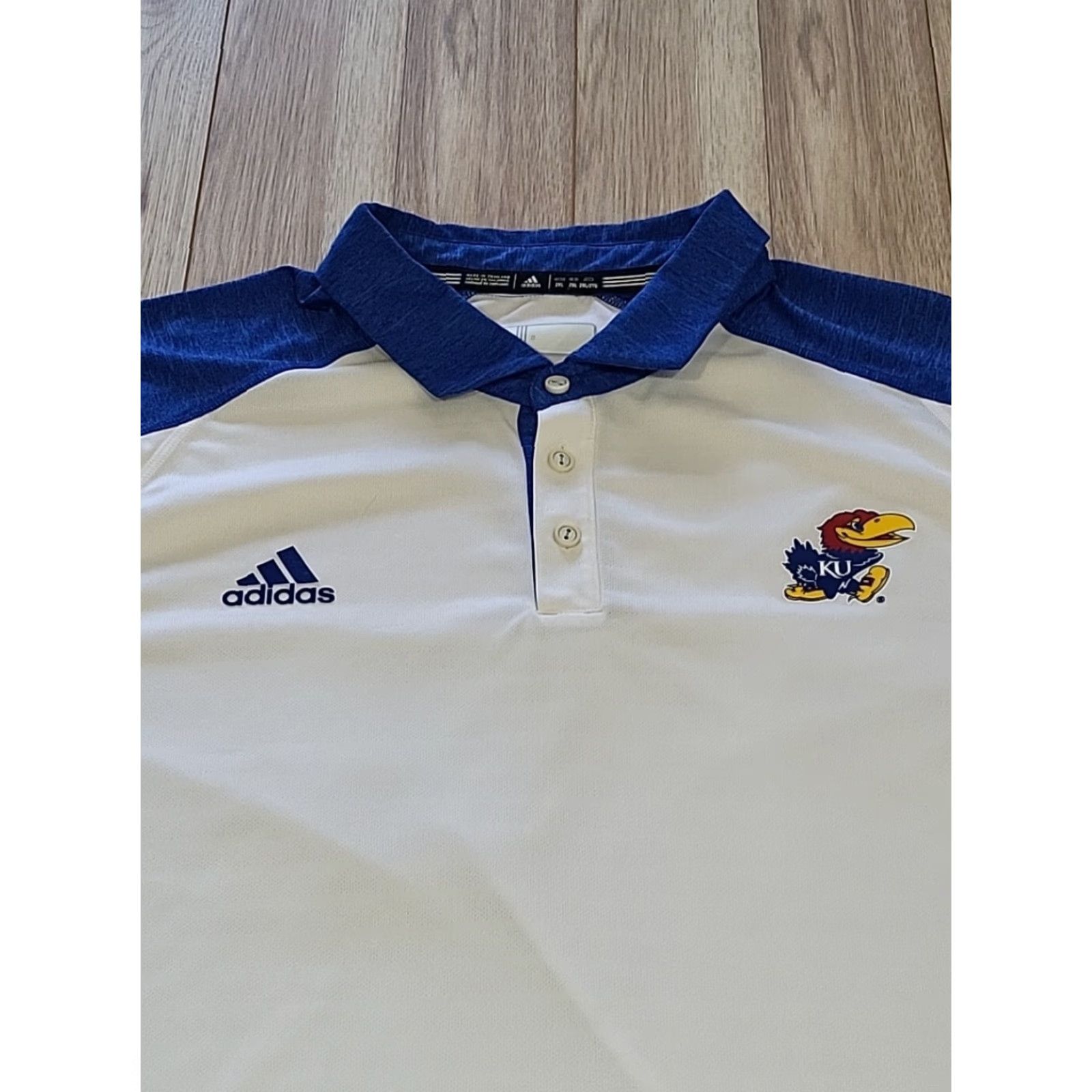 Adidas Adidas Climalite KU Kansas Jayhawks Polo 2XL SS Shirt Blue White Mens Size US XXL / EU 58 / 5 - 2 Thumbnail