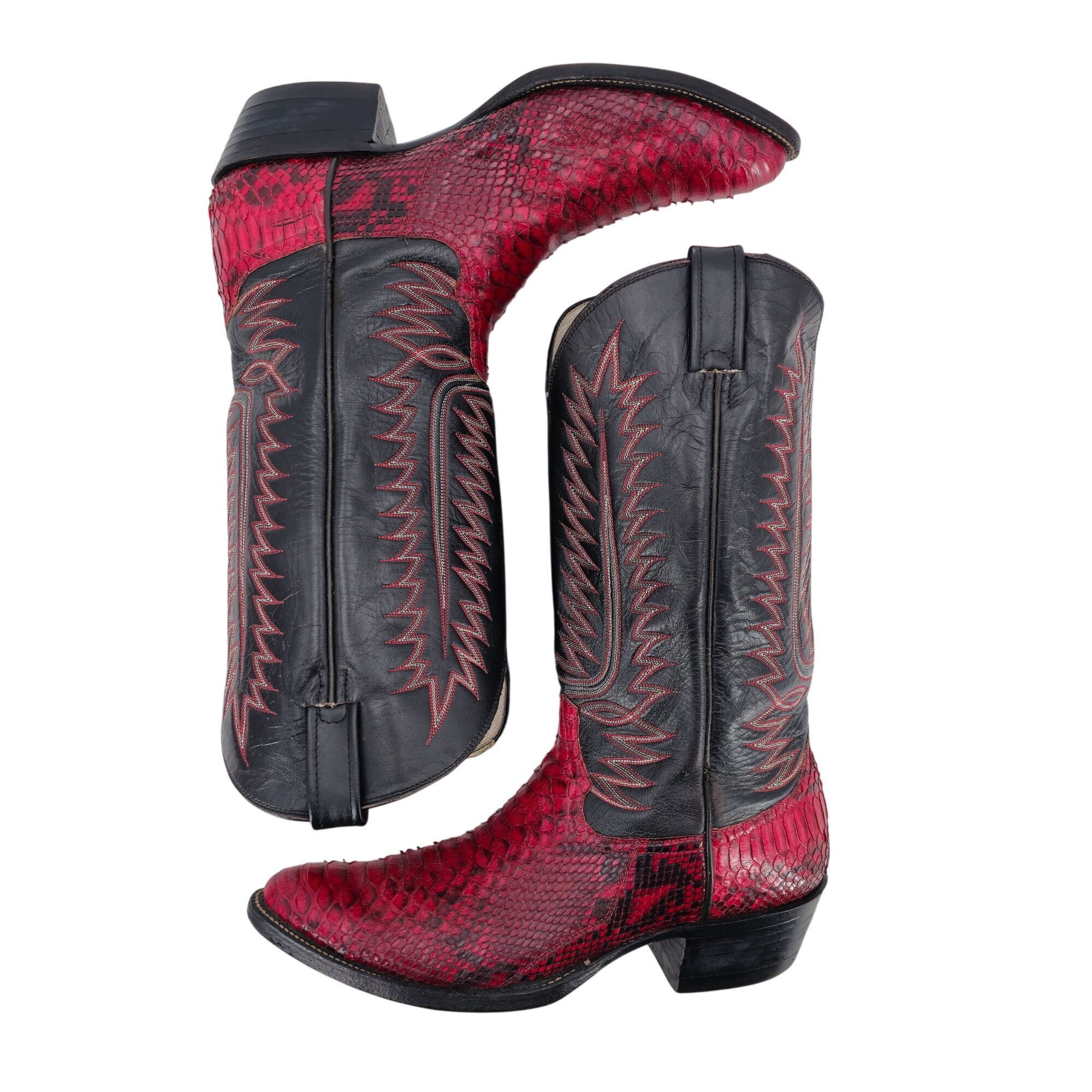 Other Vintage Men 11.5D Red Python Exotic Snakeskin Leather Cowboy Size US 11.5 / EU 44-45 - 6 Thumbnail