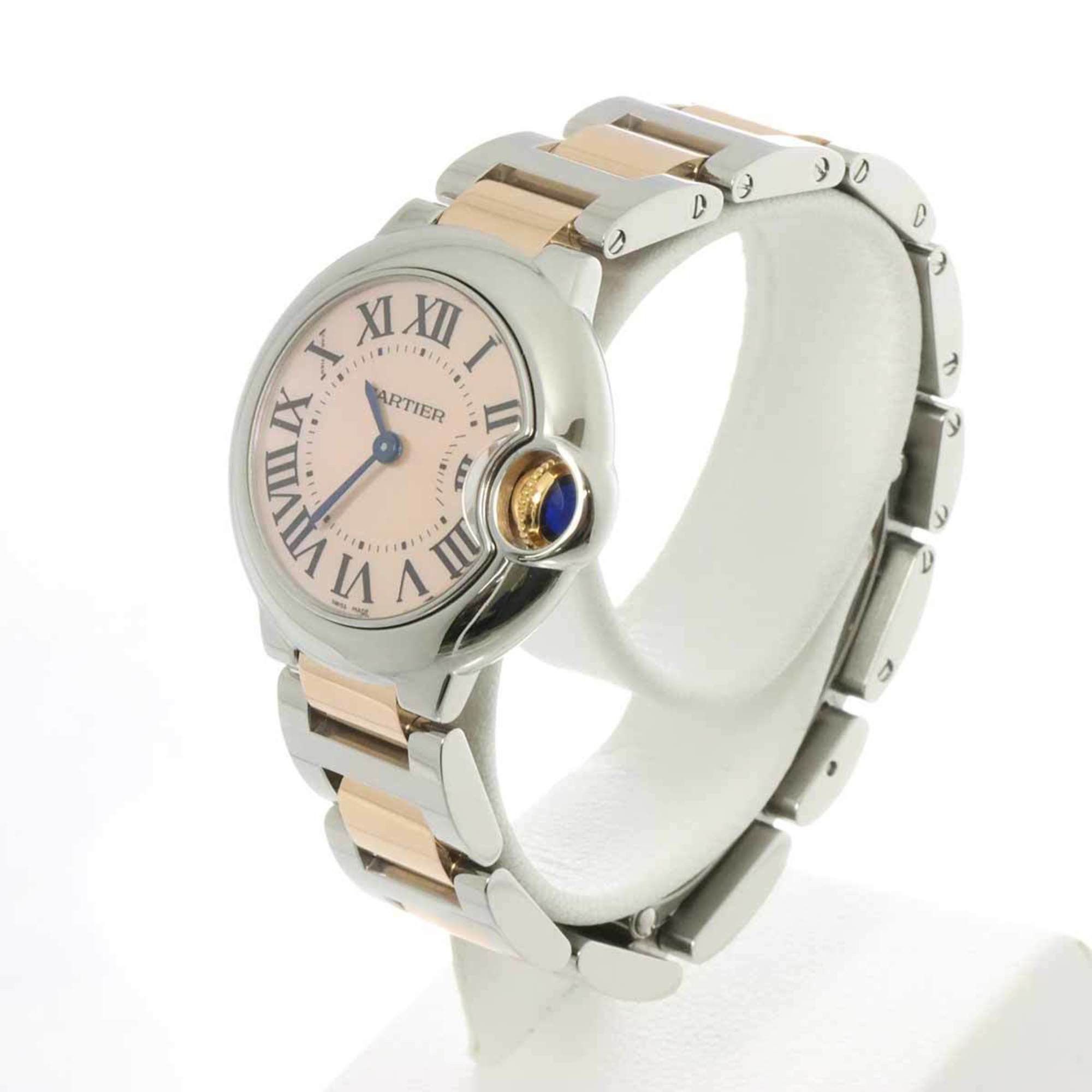 Cartier Ballon Bleu Sm 28Mm Combi W6920034 Women's Watch Pink Shell K18Pg Gold Quartz Ballon Bleu
