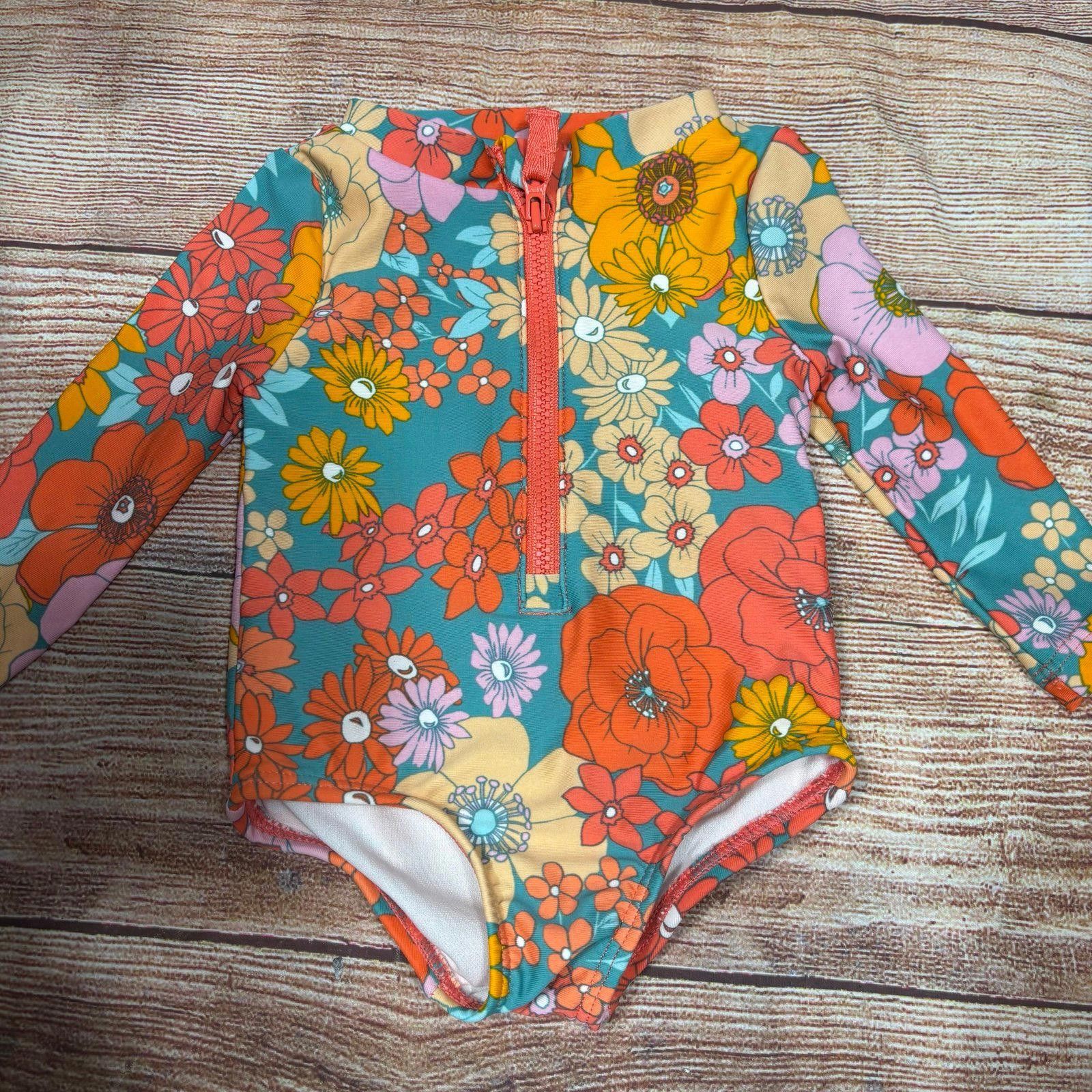 Other Carter's 3 Month Floral Long Sleeve Swimsuit Size ONE SIZE - 1 Thumbnail