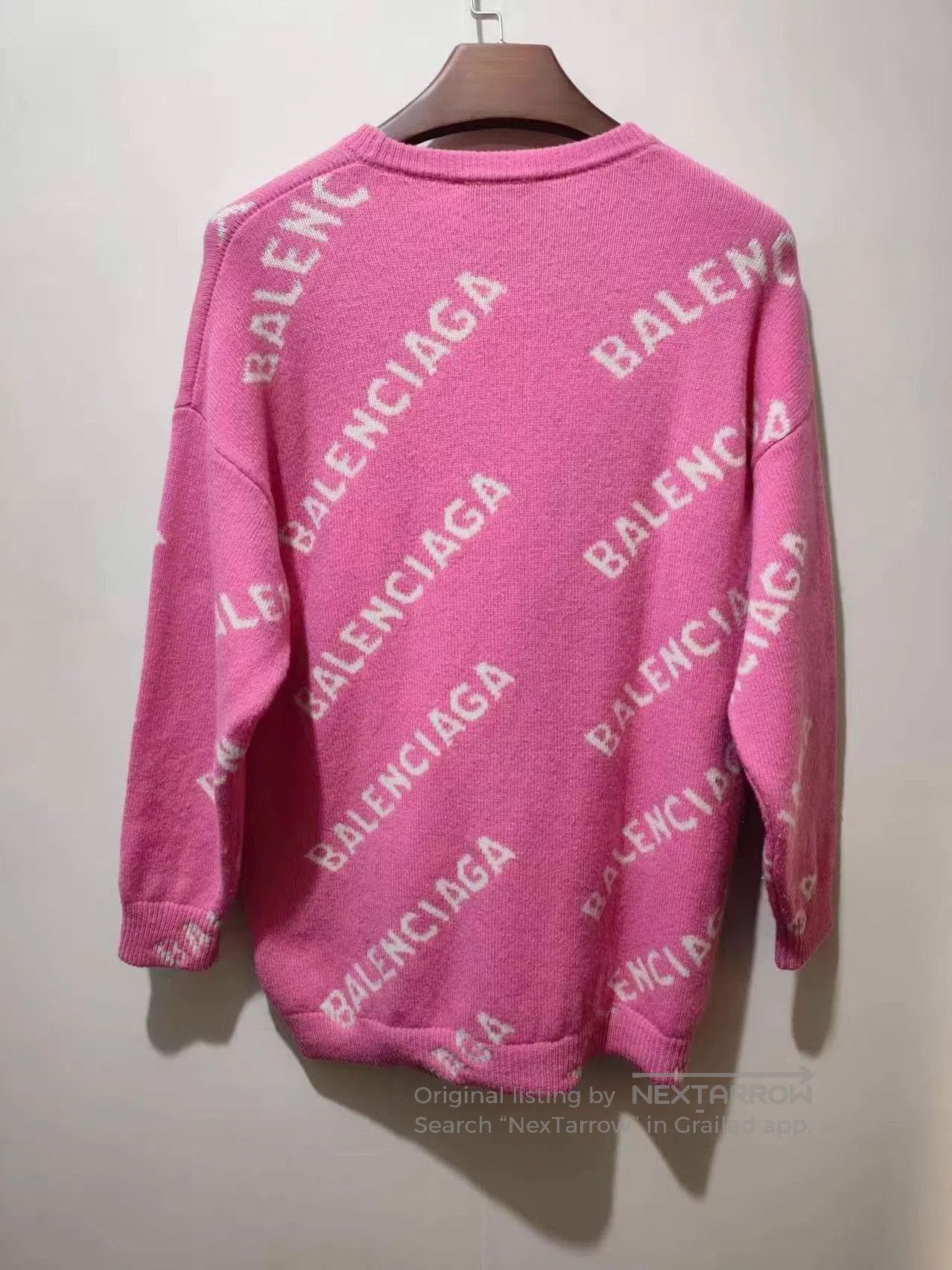 Balenciaga Pink Oversized Sweater with All-Over Print. Size US XS / EU 42 / 0 - 2 Thumbnail
