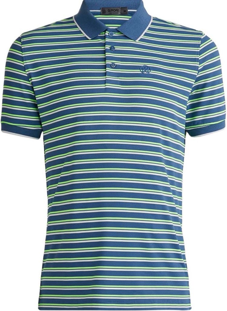 G/FORE G/Fore Mens Large Blue Green Stripe Golf Jersey Polo Shirt Size US L / EU 52-54 / 3 - 9 Thumbnail
