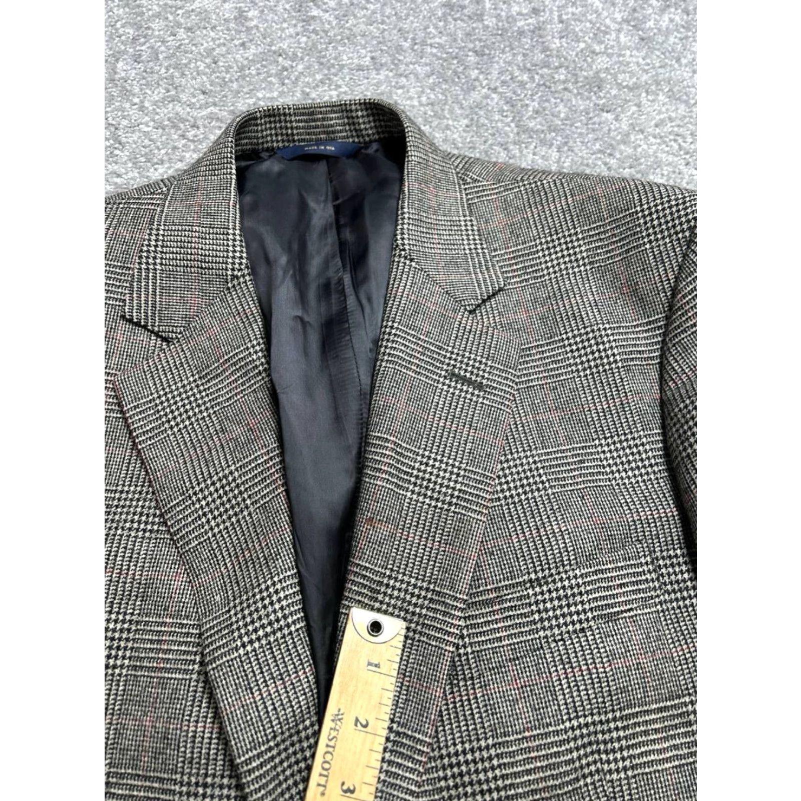 Brooks Brothers VINTAGE Brooks Brothers 1818 Madison Blazer Jacket Mens 44 Long Gray Glen Plaid Size 44R - 5 Thumbnail