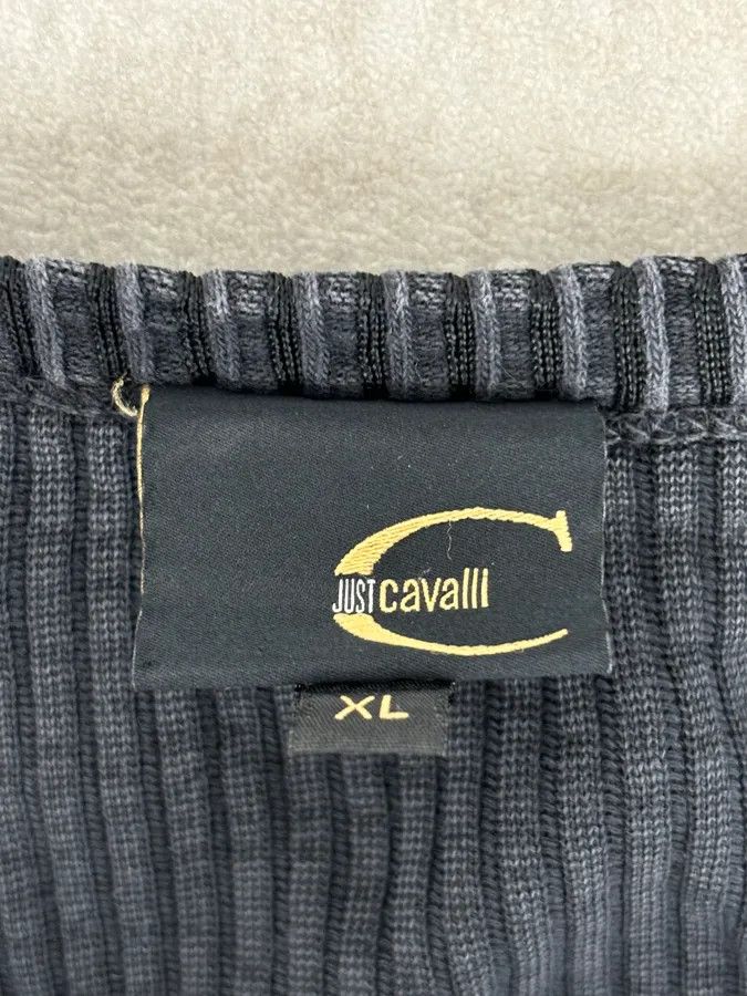 Just Cavalli AW2004 Cavalli Black Henley Ribbed Embroidered Skull Longsleeve Size US M / EU 48-50 / 2 - 10 Thumbnail