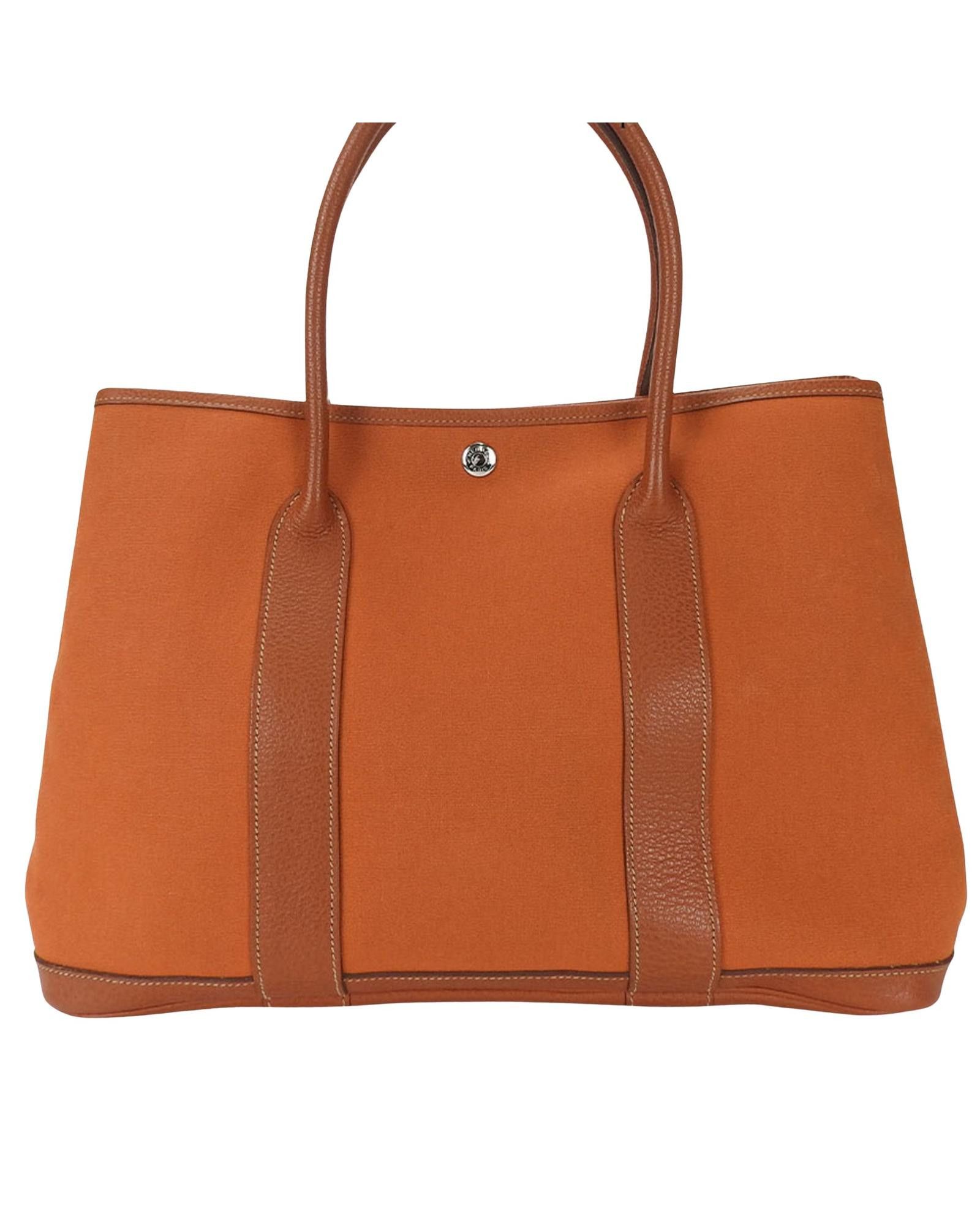 image of Hermes Luxury Orange Canvas Tote Bag, Women's
