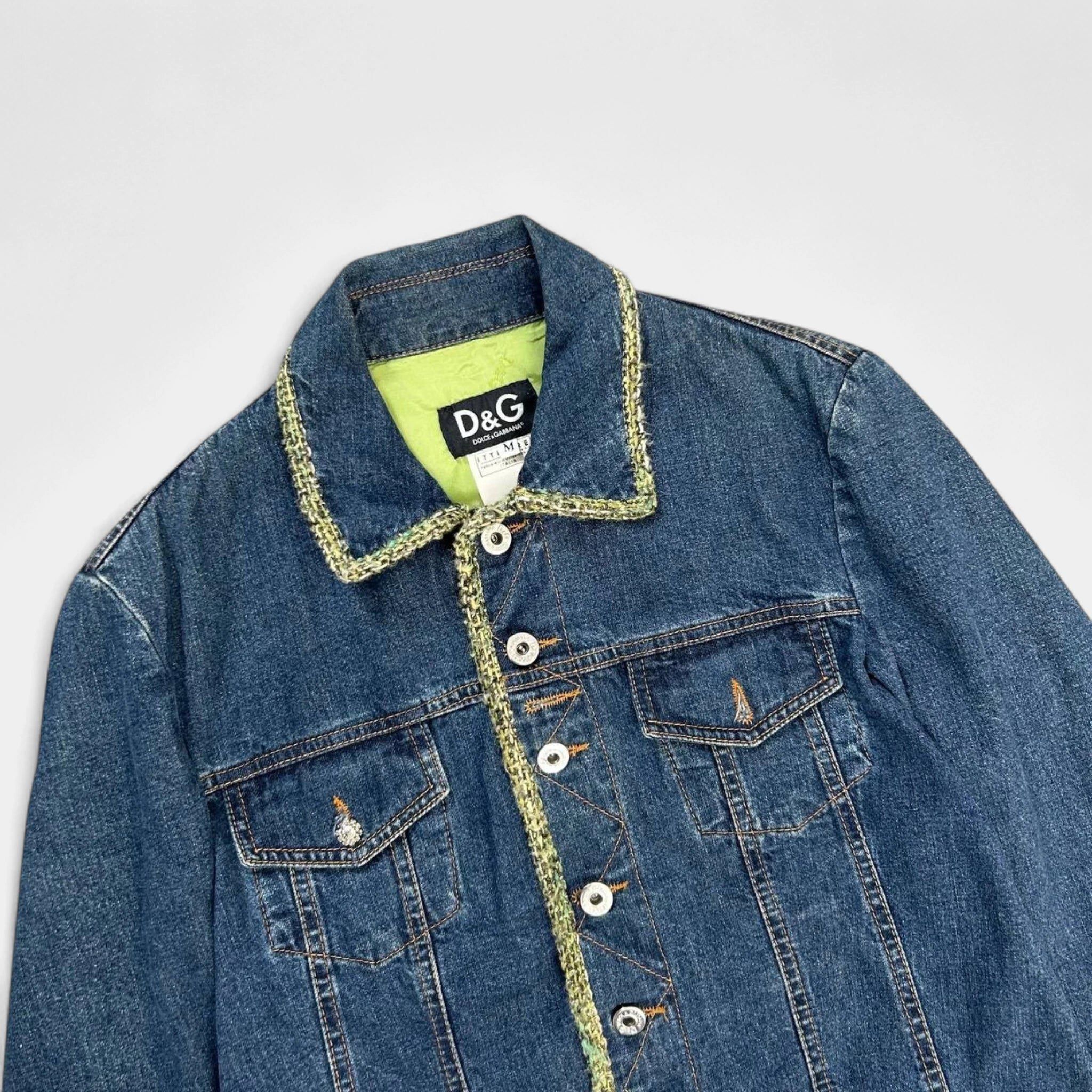 Dolce & Gabbana Dolce & Gabbana Green Tweed Denim Jacket Size M / US 6-8 / IT 42-44 - 2 Thumbnail