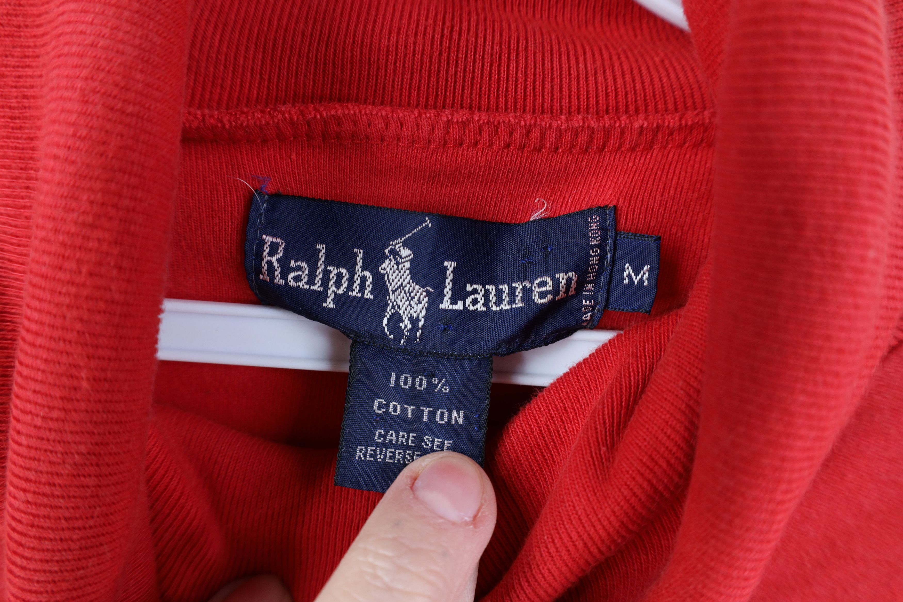 Ralph Lauren Vintage 80s 90s Ralph Lauren Cotton Turtleneck T-Shirt Red Size US M / EU 48-50 / 2 - 9 Thumbnail