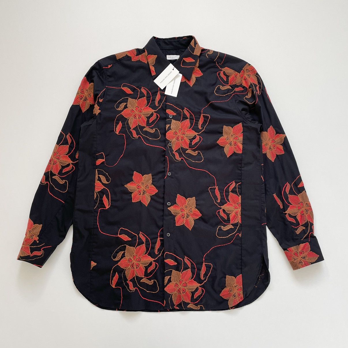 Dries Van Noten A/W 17 ‘Flower Embroidered’ Black Shirt Size US M / EU 48-50 / 2 - 1 Thumbnail