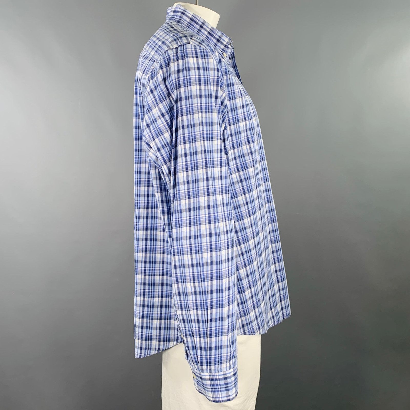 Ralph Lauren Blue Grey Plaid Cotton Button Down Long Sleeve Shirt Size US XXL / EU 58 / 5 - 2 Thumbnail