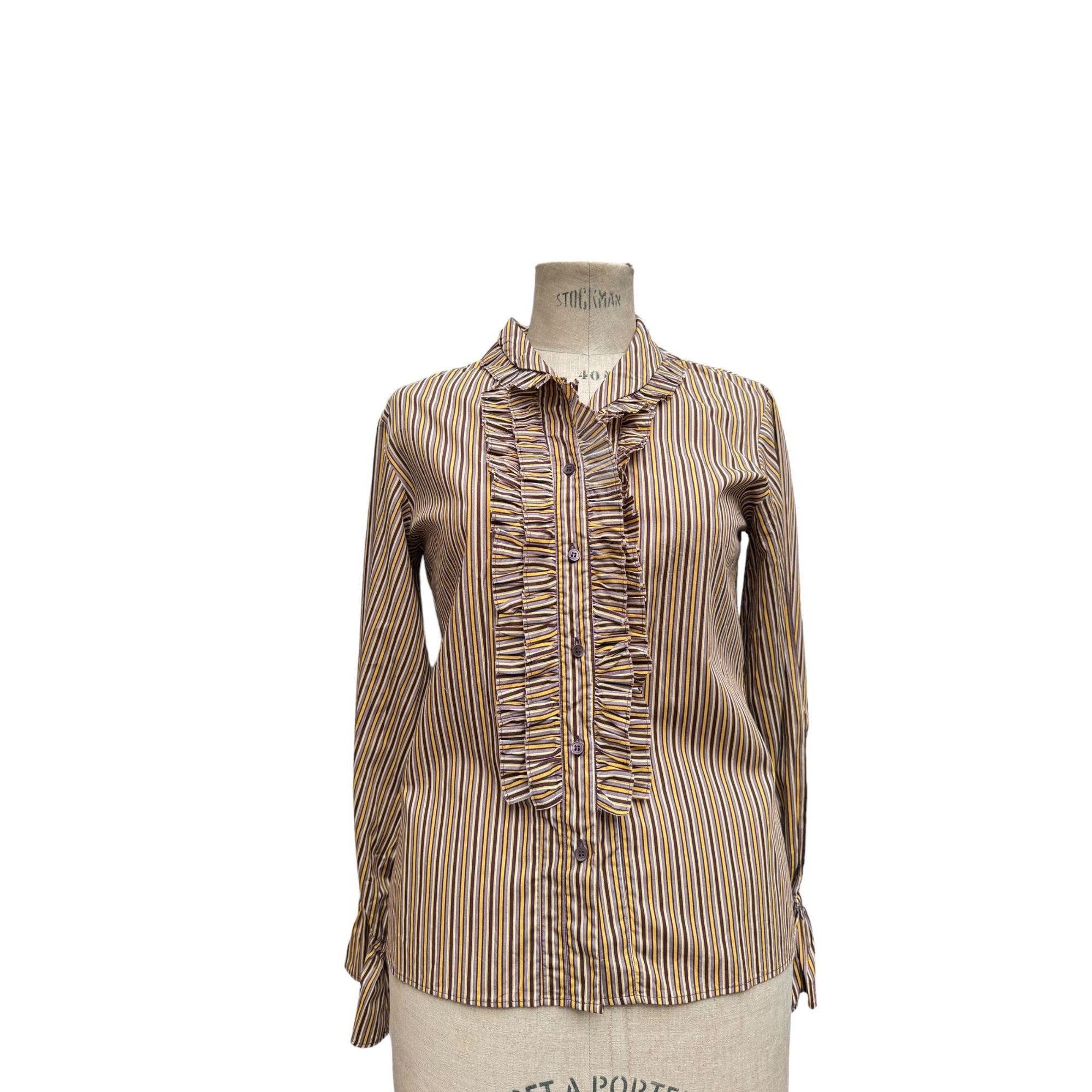 Miu Miu Ruffled Striped Collar Shirt Size M / US 6-8 / IT 42-44 - 1 Thumbnail