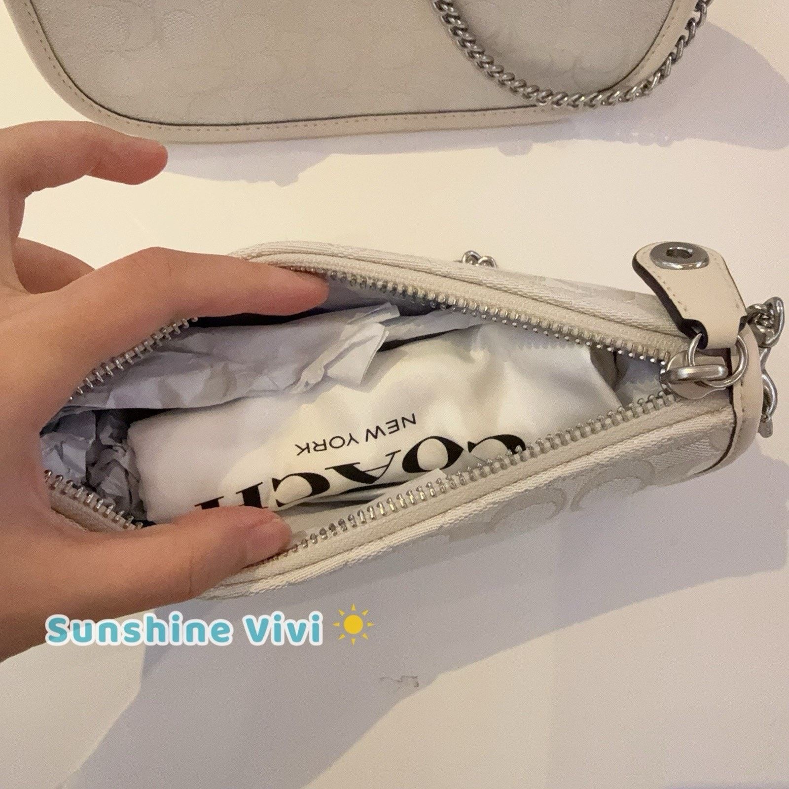 Coach NWT Coach Signature Swinger 20 Silver/Cloud Chalk can77 Size ONE SIZE - 6 Thumbnail