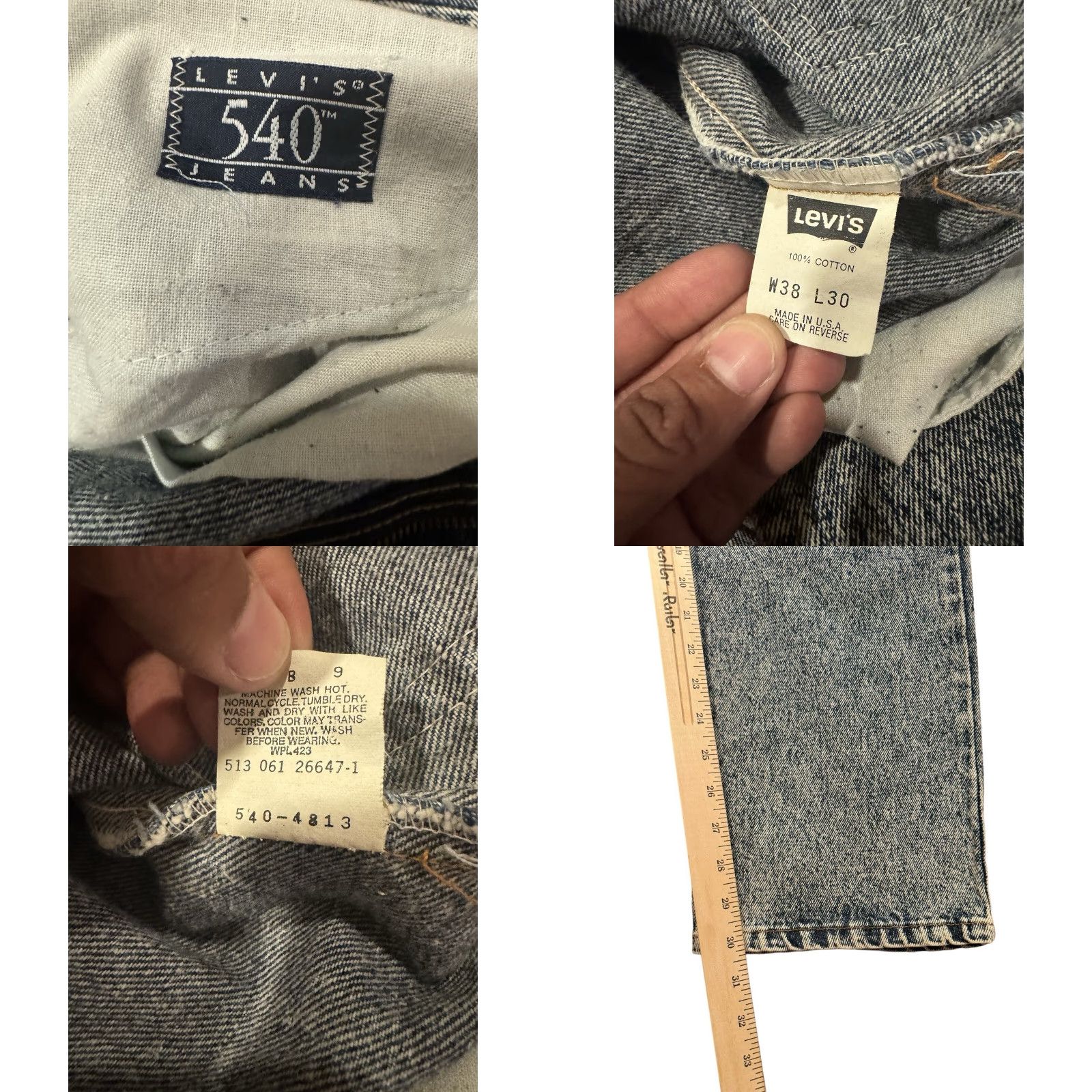 Denime VINTAGE Levi’s 540 Jeans Denim 80s Red Tab Acid Wash Relaxed Fit 38x30 USA Blue Mens Size US 38 / EU 54 - 9 Thumbnail