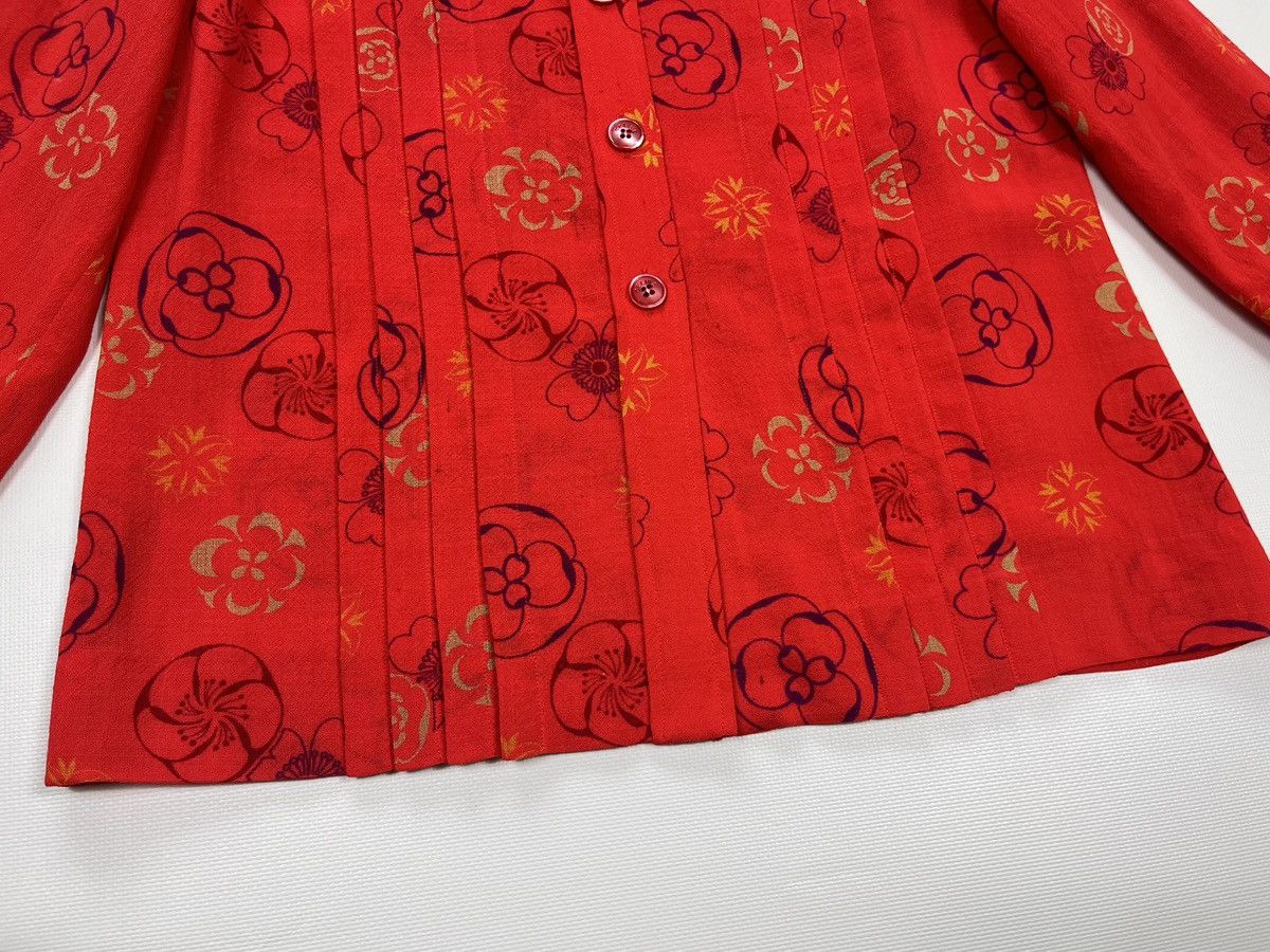 Celine Vintage 80s CELINE Paris Skirt Suit Red Floral Wool Size 40 Size M / US 6-8 / IT 42-44 - 10 Thumbnail