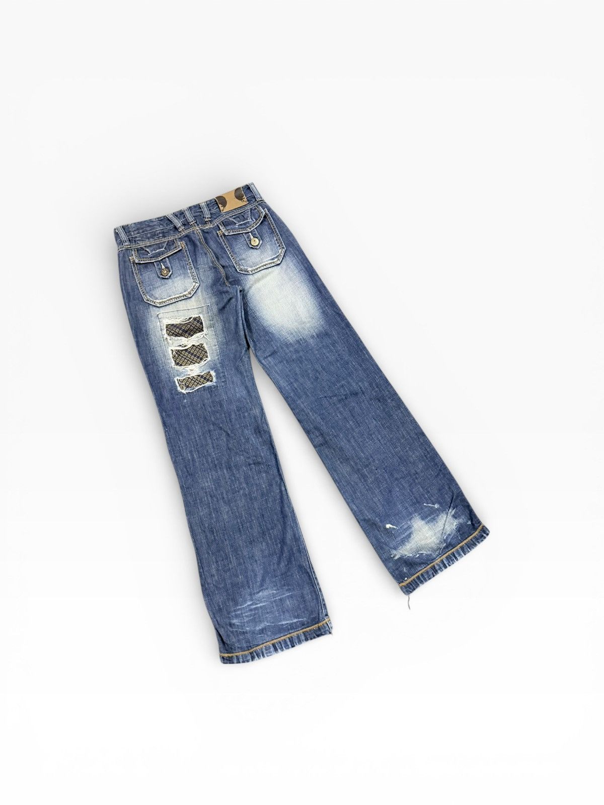 Le Grande Bleu (L.G.B.) LB-03 Flare Patchwork Drawsting Denim Pants Size US 31 - 14 Thumbnail