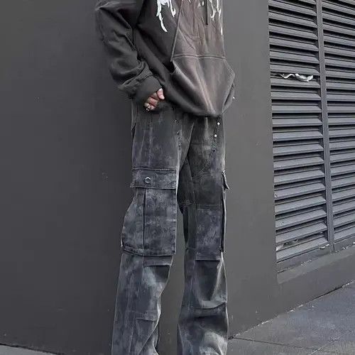 Japanese Brand Miyuki x Miwa Camouflage Grey Work Loose Hip Hop Jeans Size US 30 / EU 46 - 4 Thumbnail