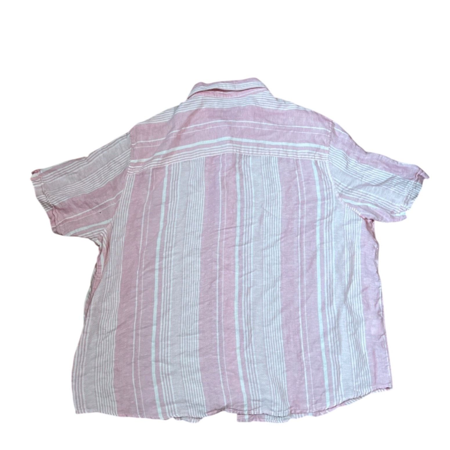 Cubavera Cubavera Mens 2X Pink & White Striped Linen Cotton Short Sle Size US XXL / EU 58 / 5 - 5 Thumbnail