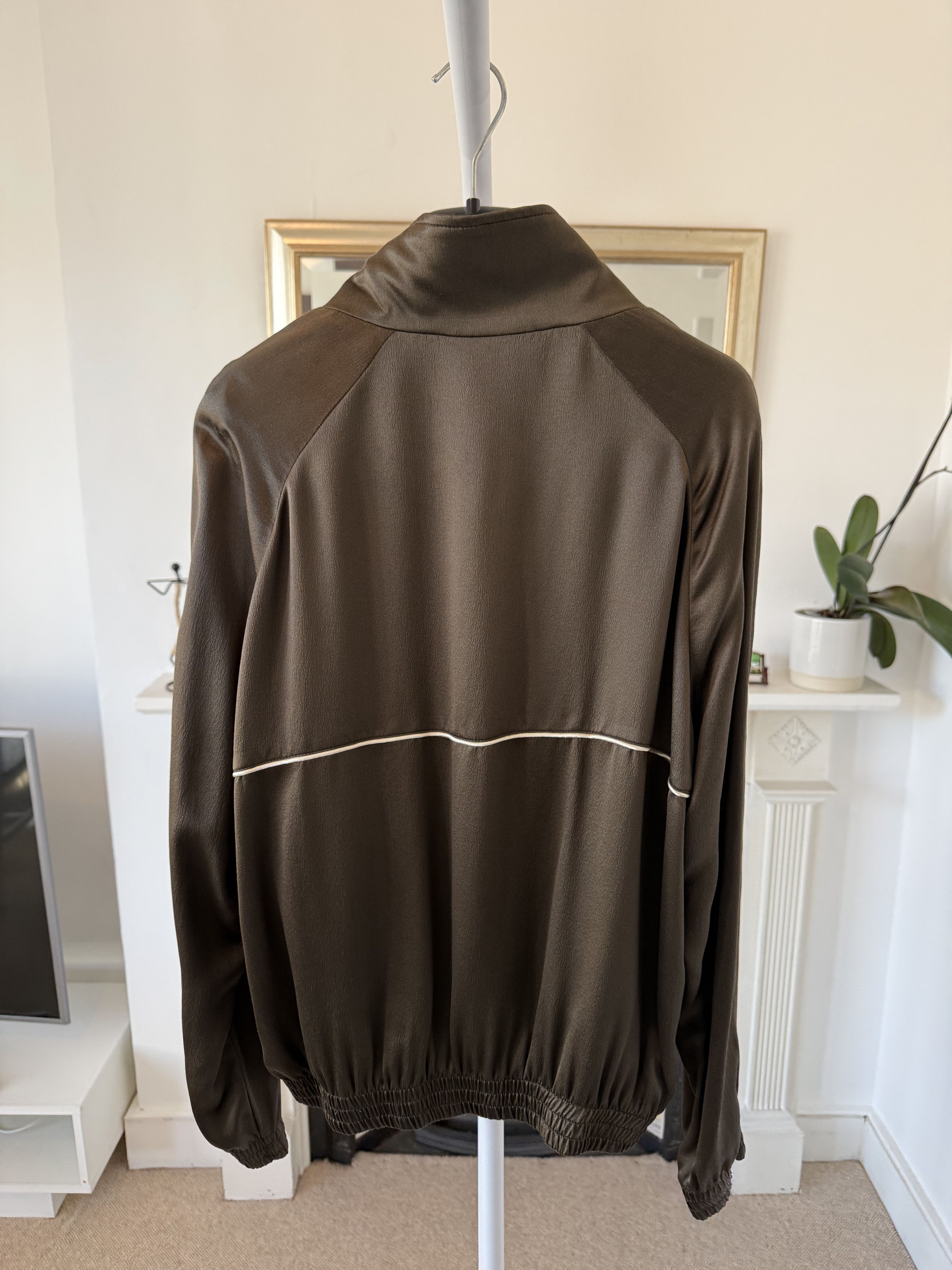 Saint Laurent Paris Saint Laurent Teddy Jacket in Silk Satin Crepe Khaki Size US M / EU 48-50 / 2 - 6 Thumbnail