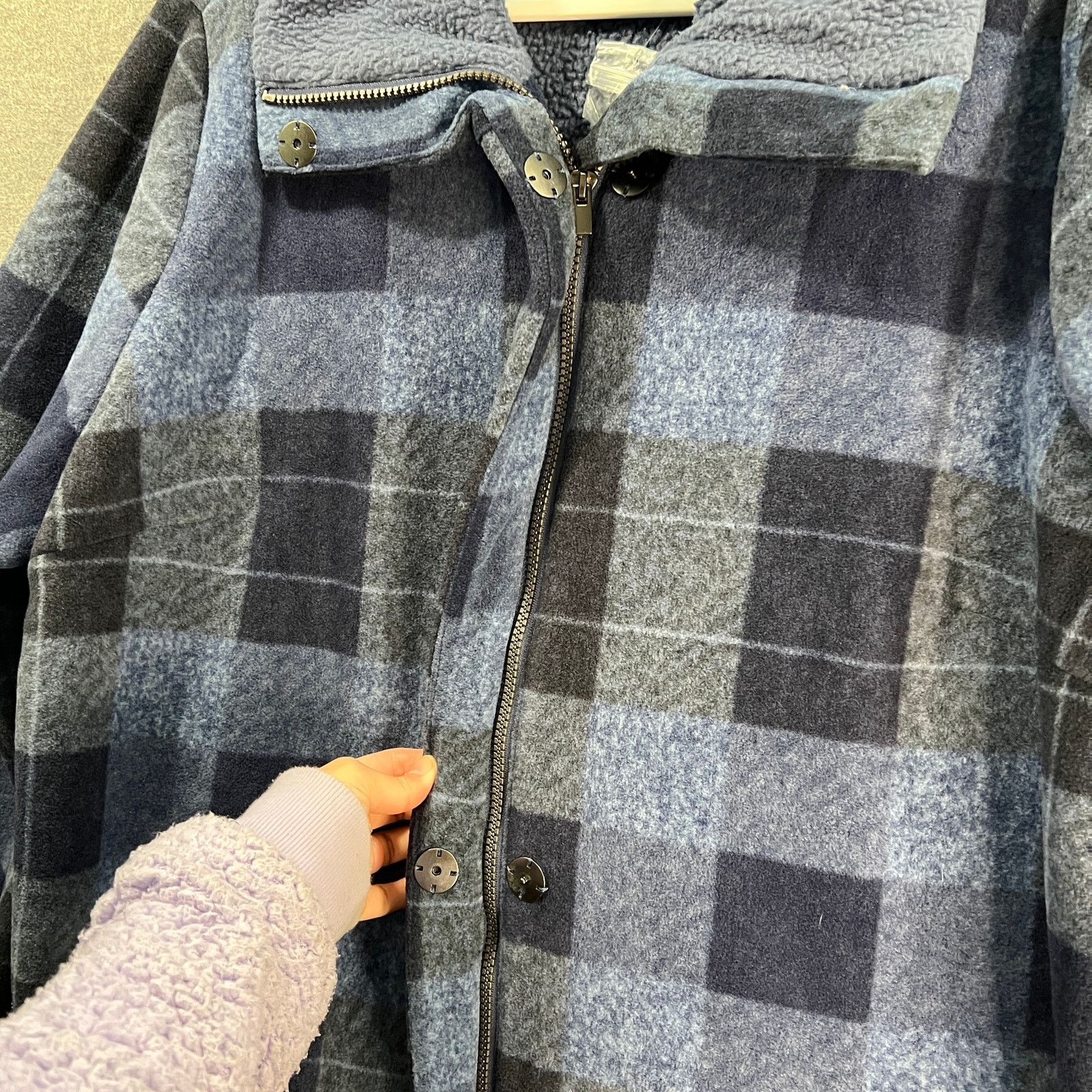 Other Denim & Co. Plaid Print Sherpa Lined Fleece Zip & Snap Size XL / US 12-14 / IT 48-50 - 8 Thumbnail