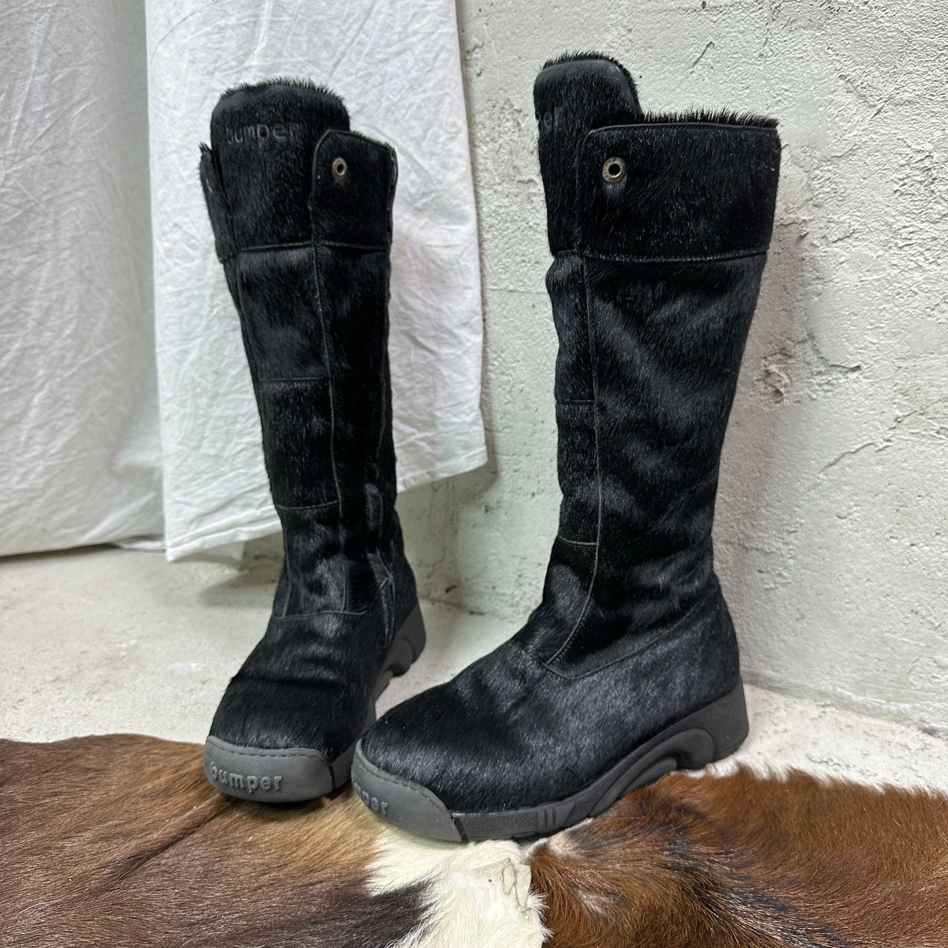Vintage Vintage Leather Bumper Italian Pony Hair Snow Boots 00s Size US 6 / IT 36 - 2 Thumbnail